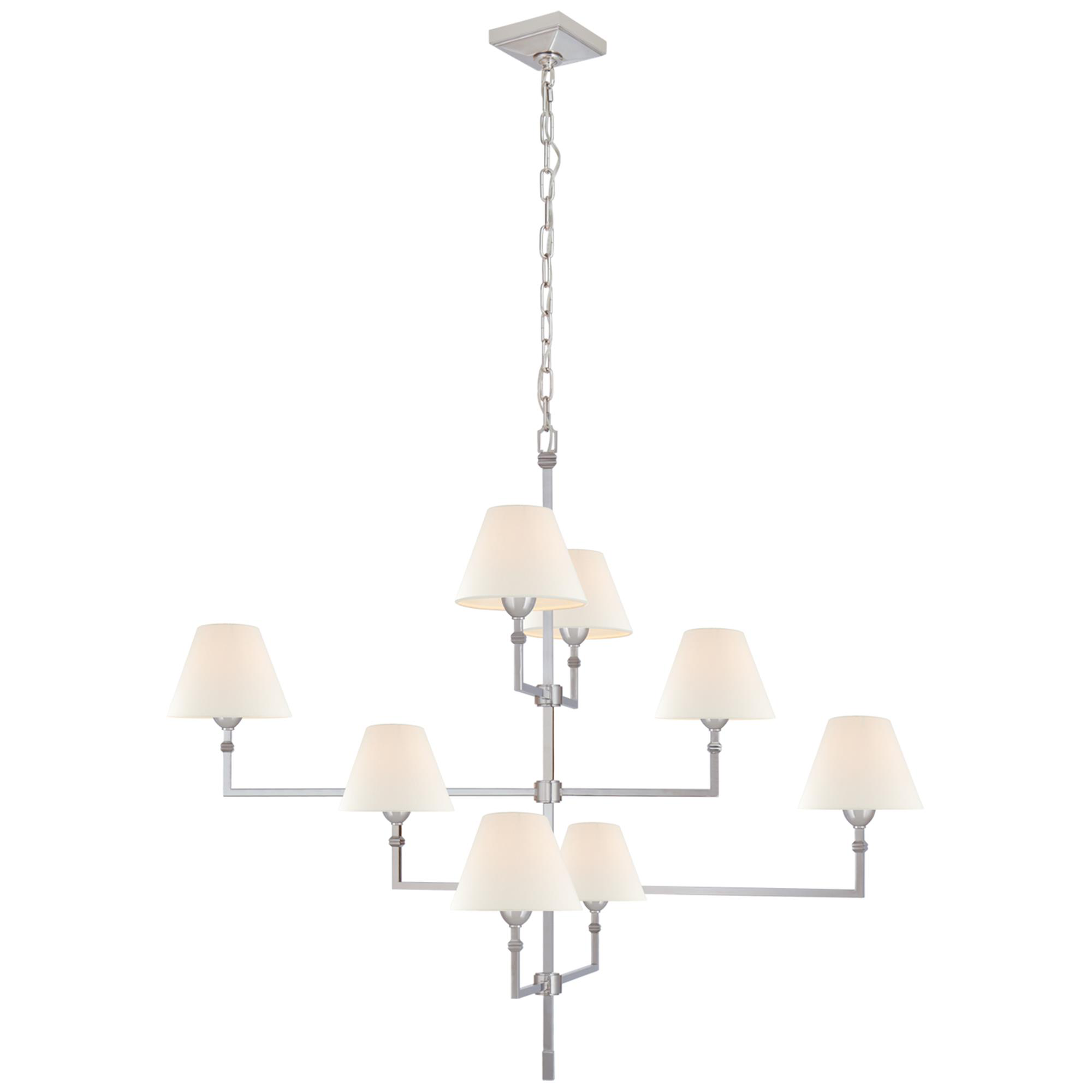 Shown in Polished Nickel finish and Linen shade