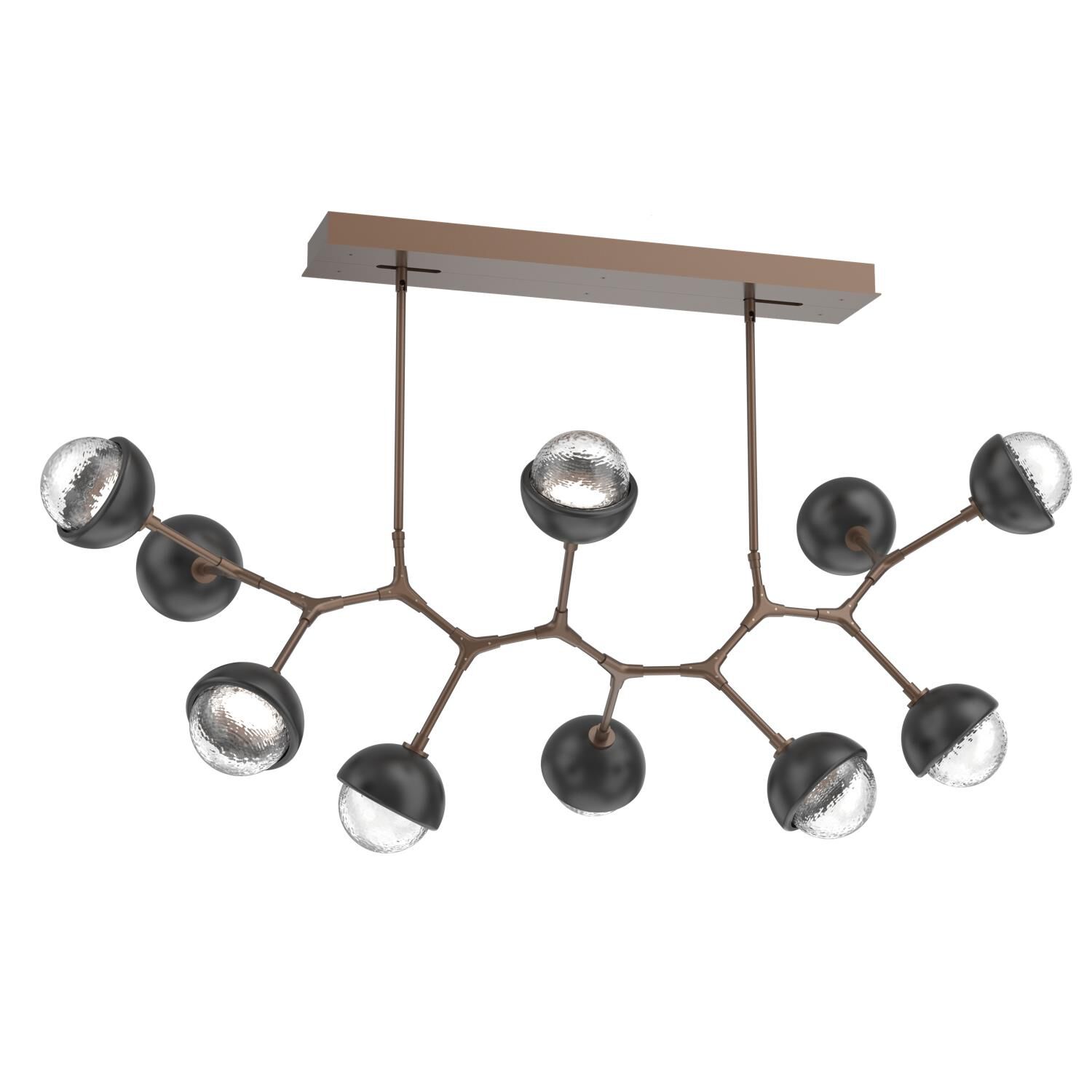 Shown in Burnished Bronze finish and Clear glass and Matte Black accent