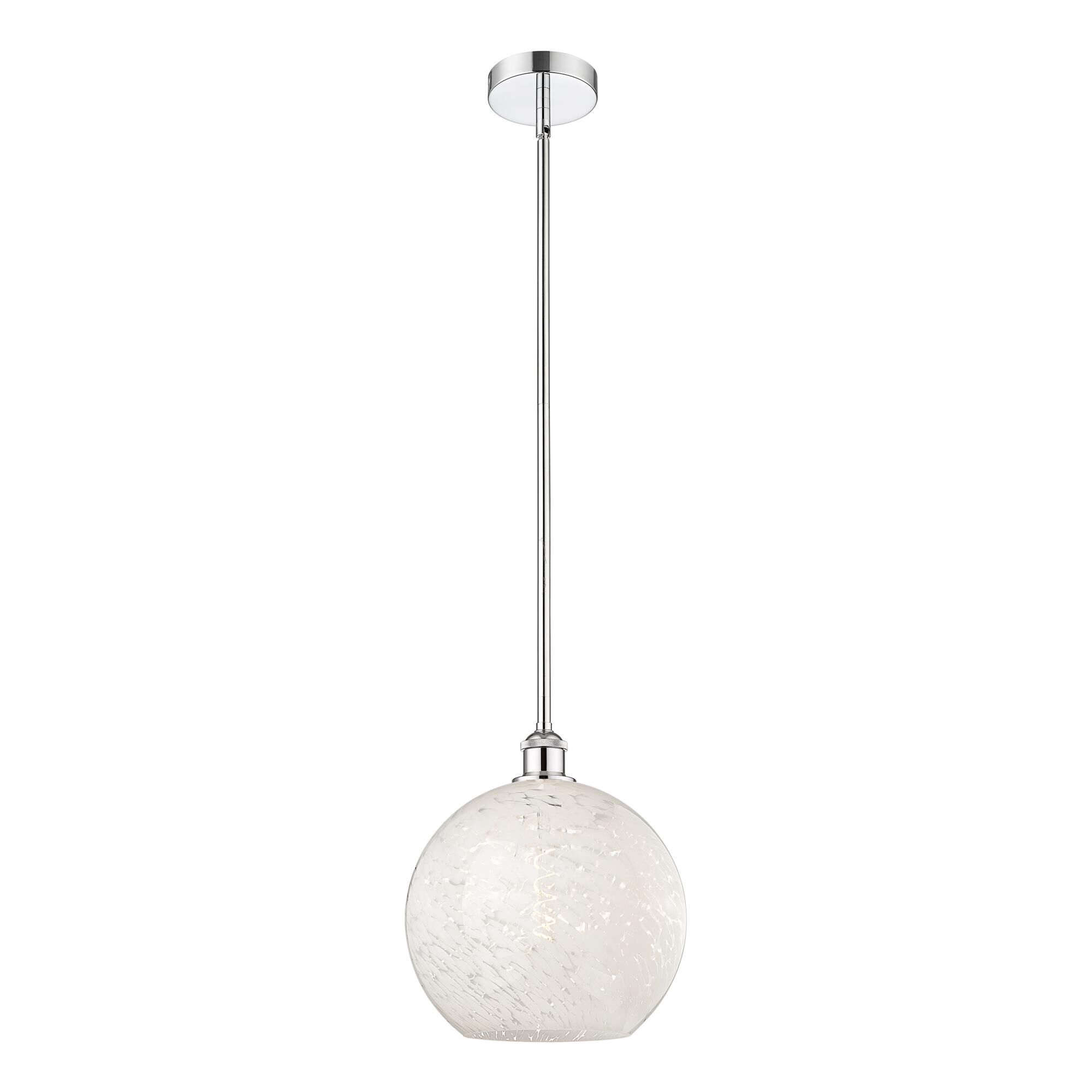 Shown in Polished Chrome finish and White Mouchette glass