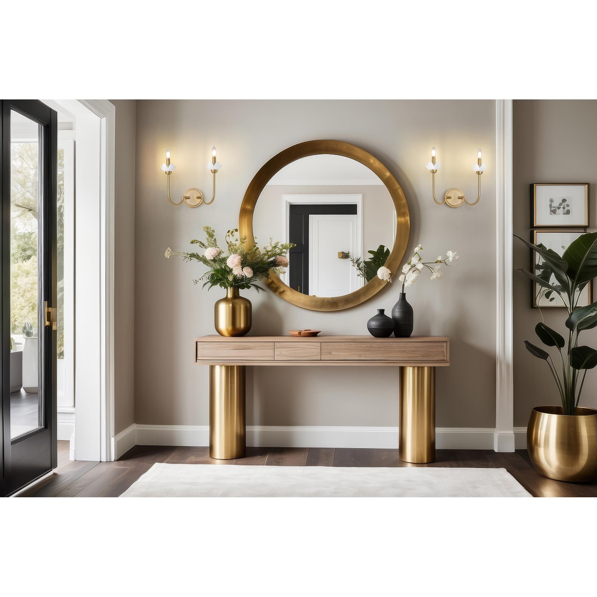 Shown in Modern Gold finish and Clear Ribbed glass and Clear Ribbed shade