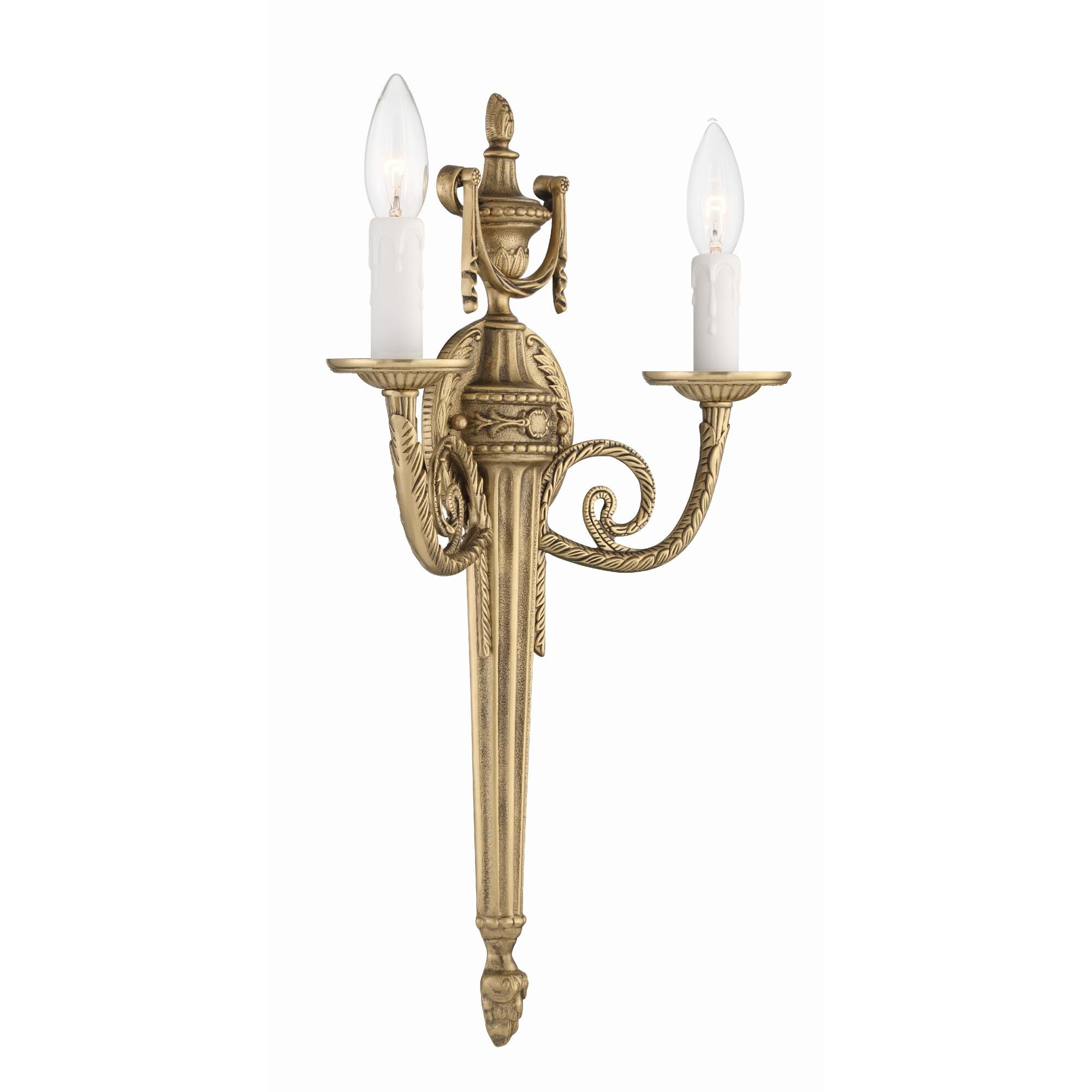 Cast Brass Wall Mount 20 Inch Wall Sconce by Crystorama