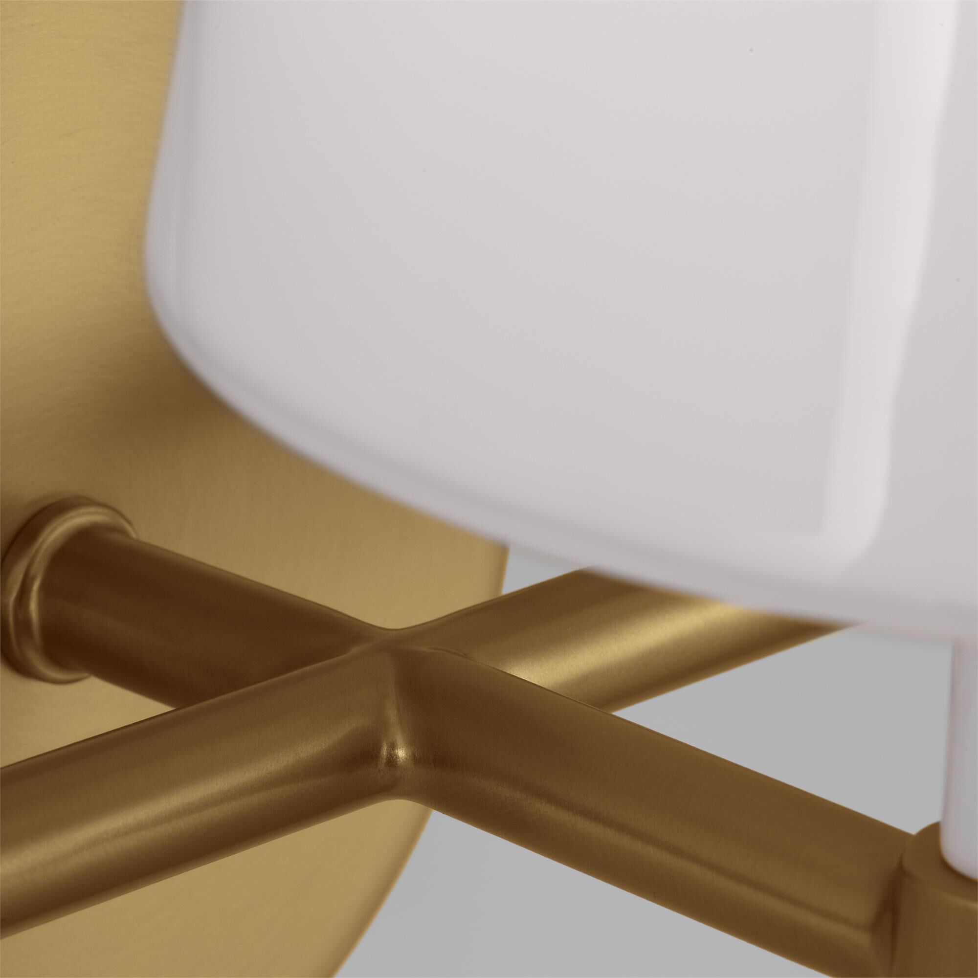 Shown in Burnished Brass finish and Milk White glass