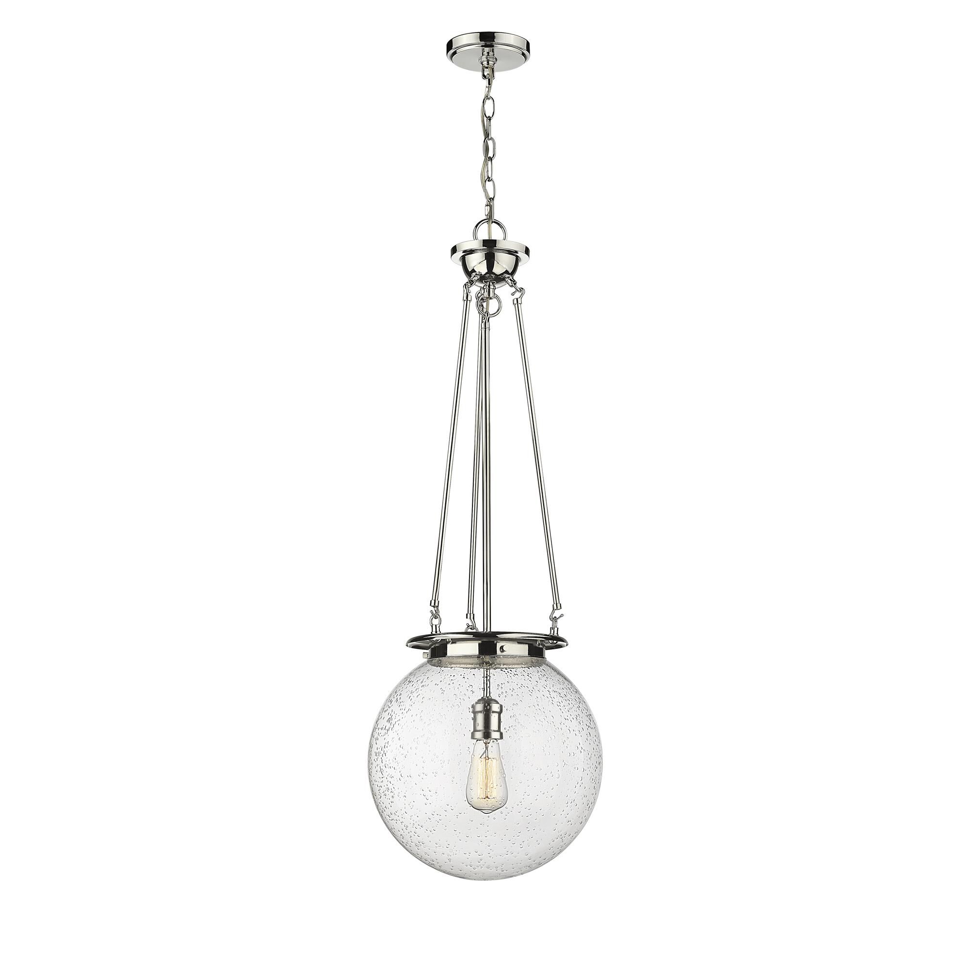 Shown in Polished Nickel finish and Seedy glass