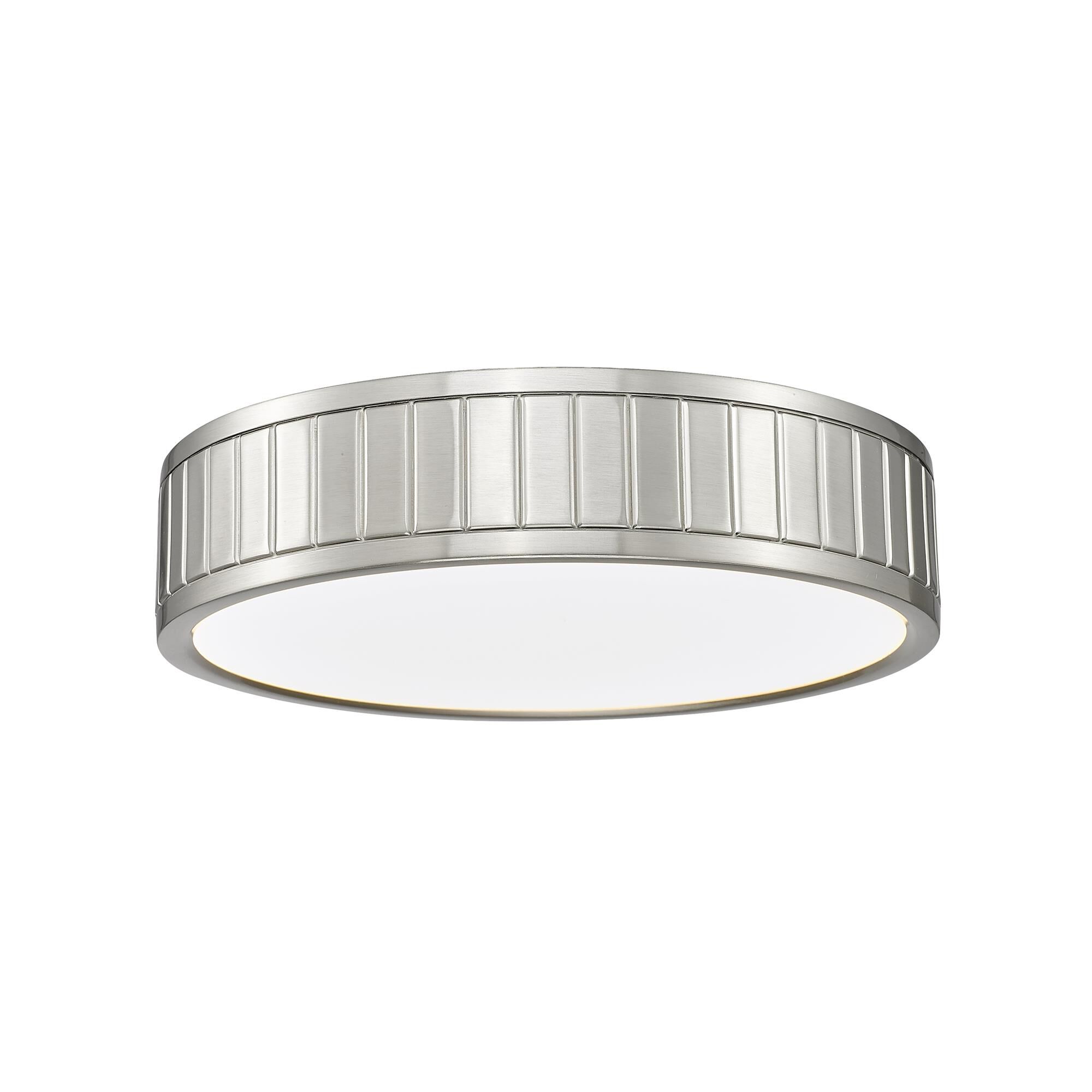 Shown in Brushed Nickel finish and Frosted glass and Frosted shade