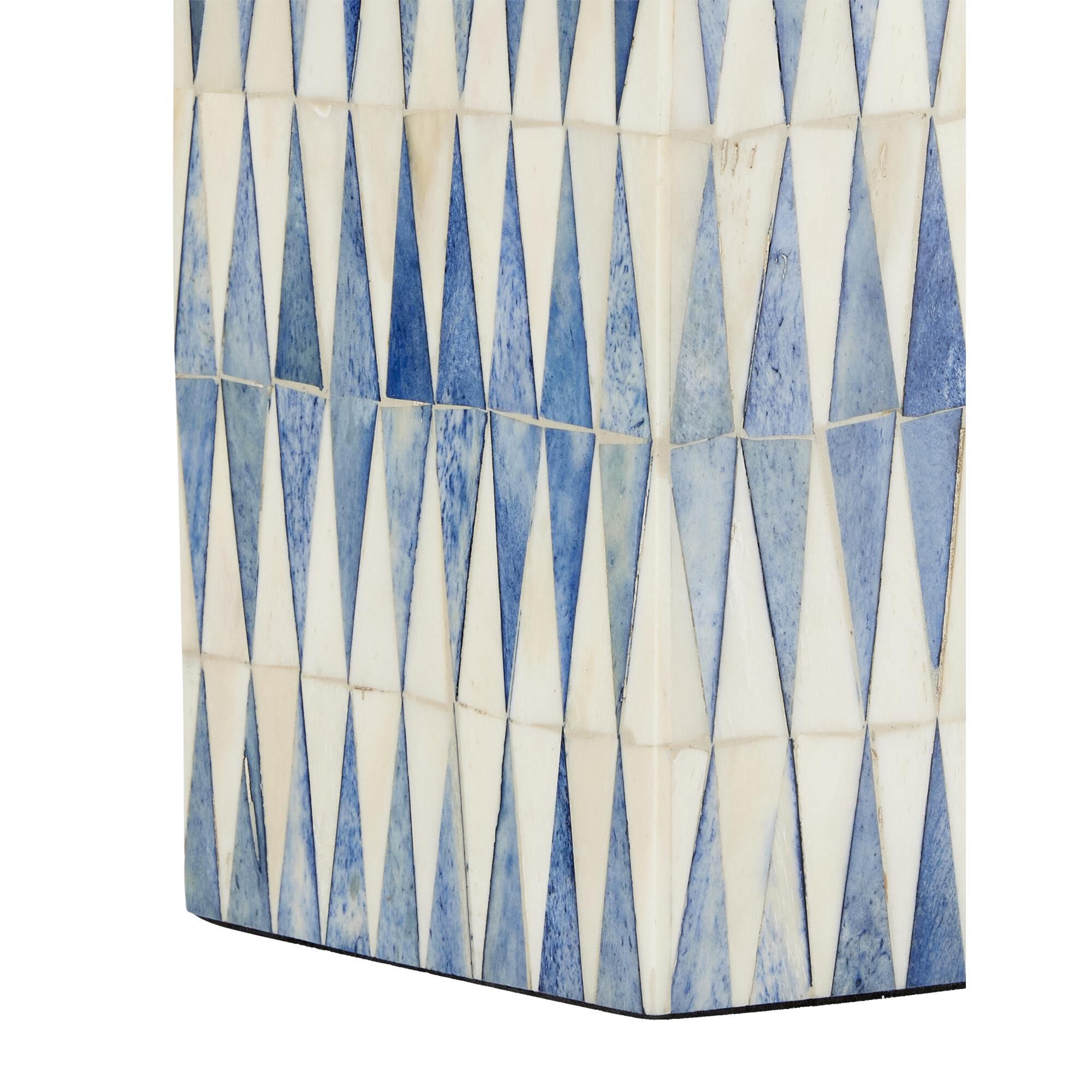 Shown in Blue/White/Brushed Brass finish and Light Beige Linen shade