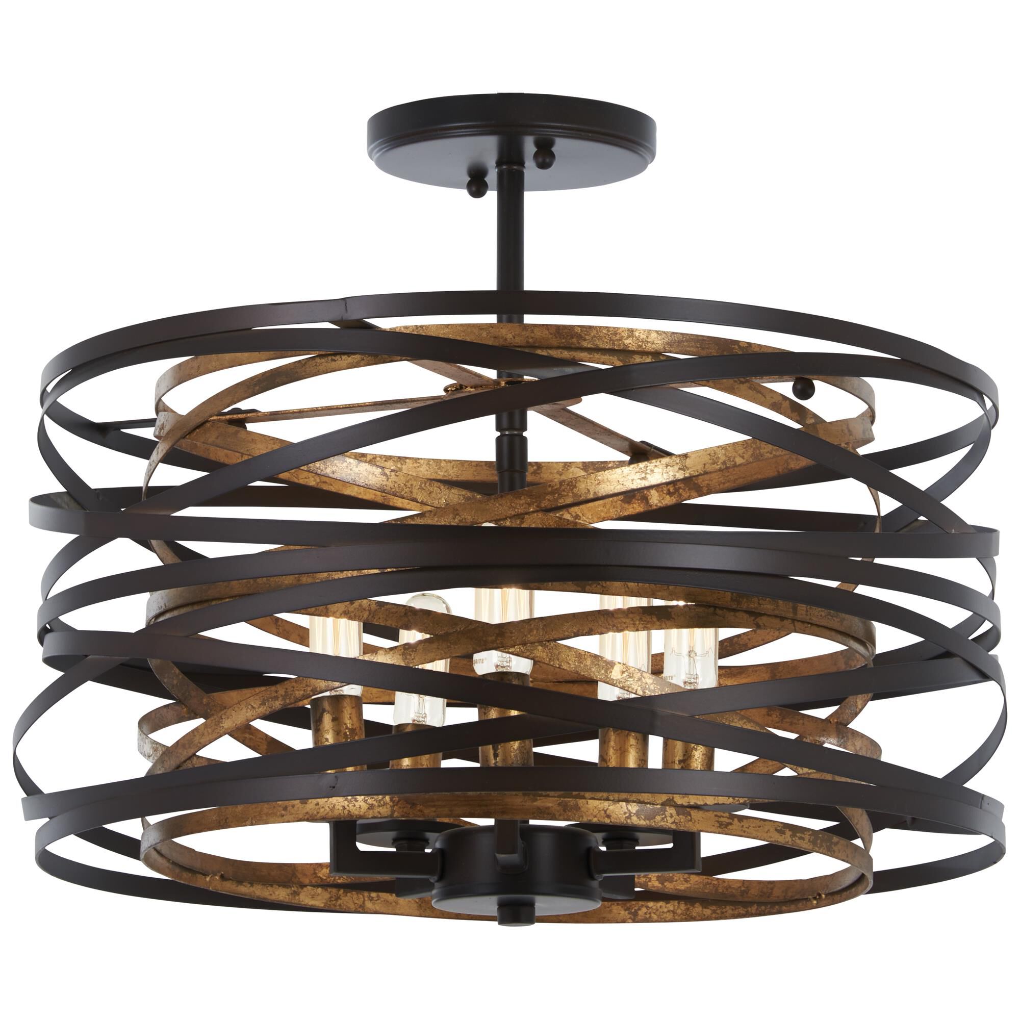 Shown in Dark Bronze W/Mosaic Gold Inte finish and Dark Bronze W/Mosaic Gold Inte glass and Steel shade