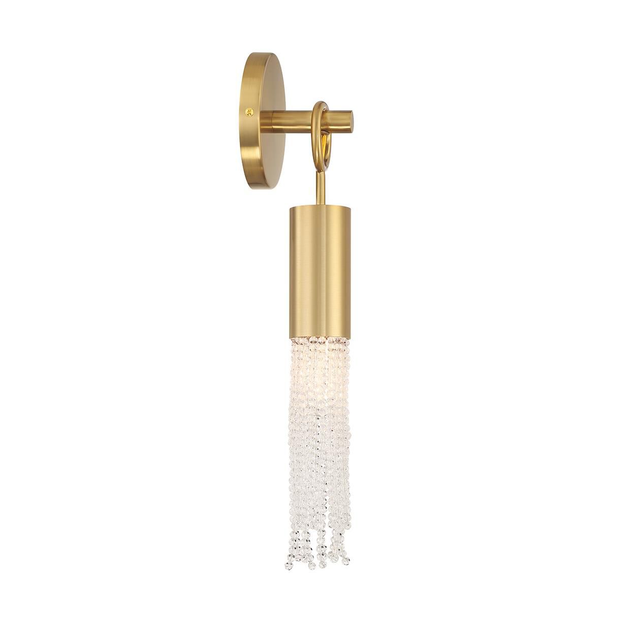 Shown in Warm Brass finish and Clear crystal