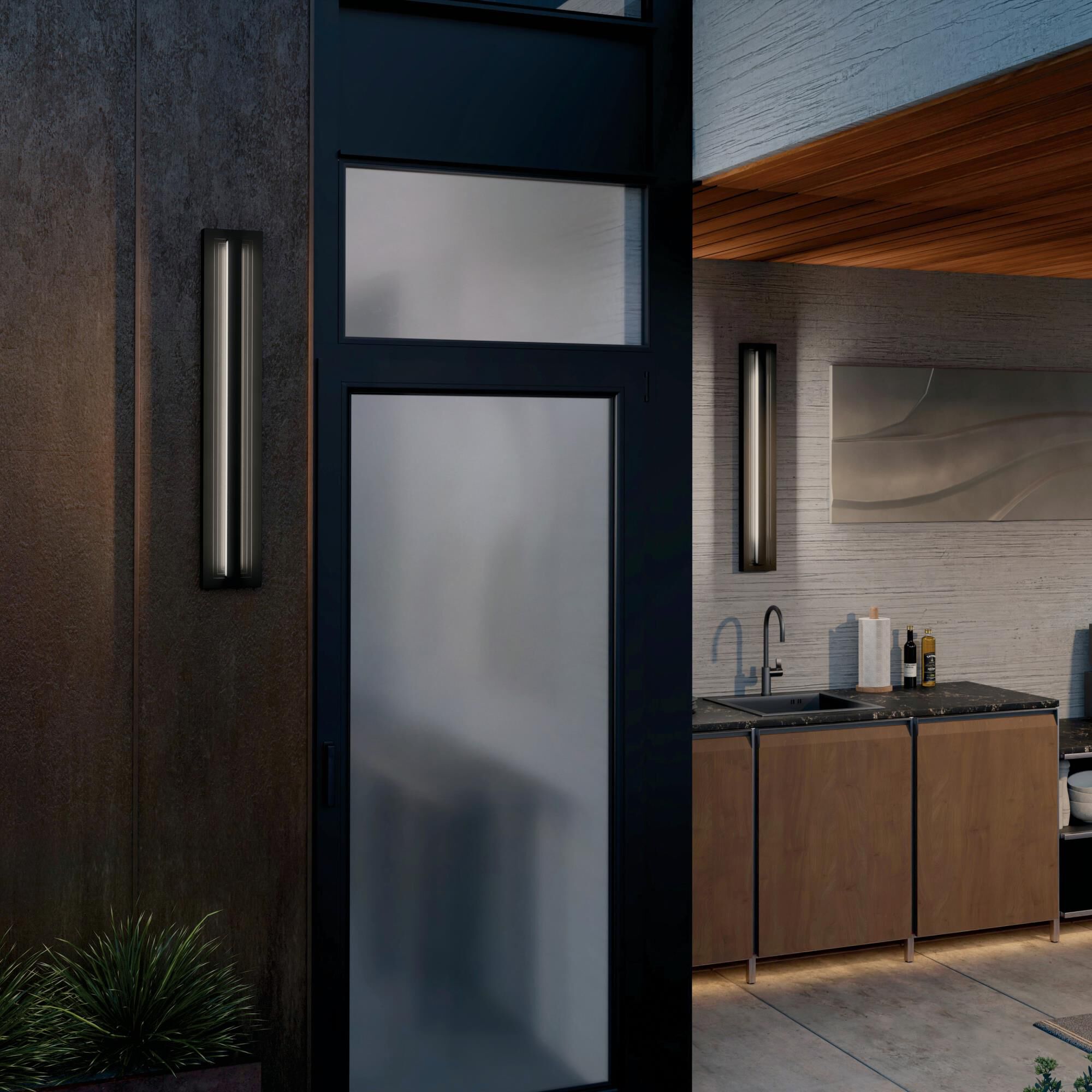 Shown in Black finish and Clear glass