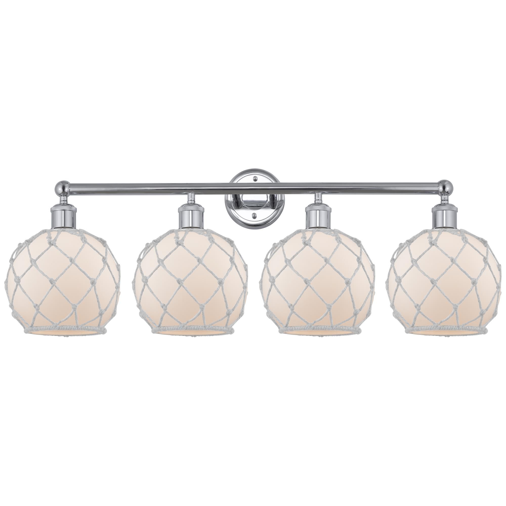 Shown in Polished Chrome finish and White with White Rope glass