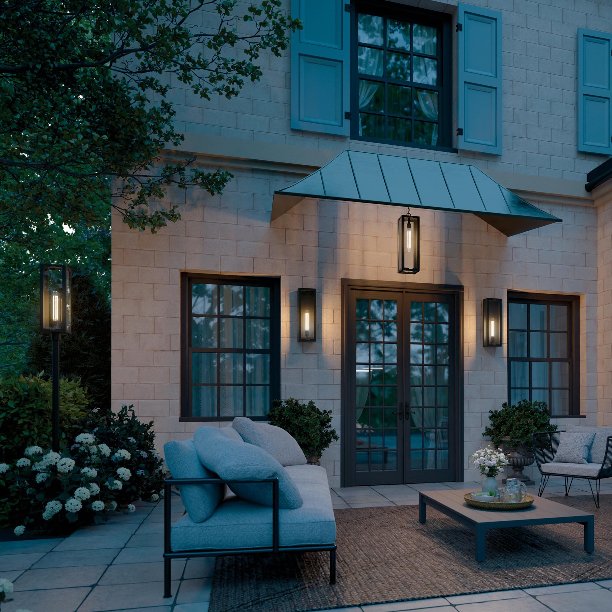 Shown in Textured Black finish and Clear glass