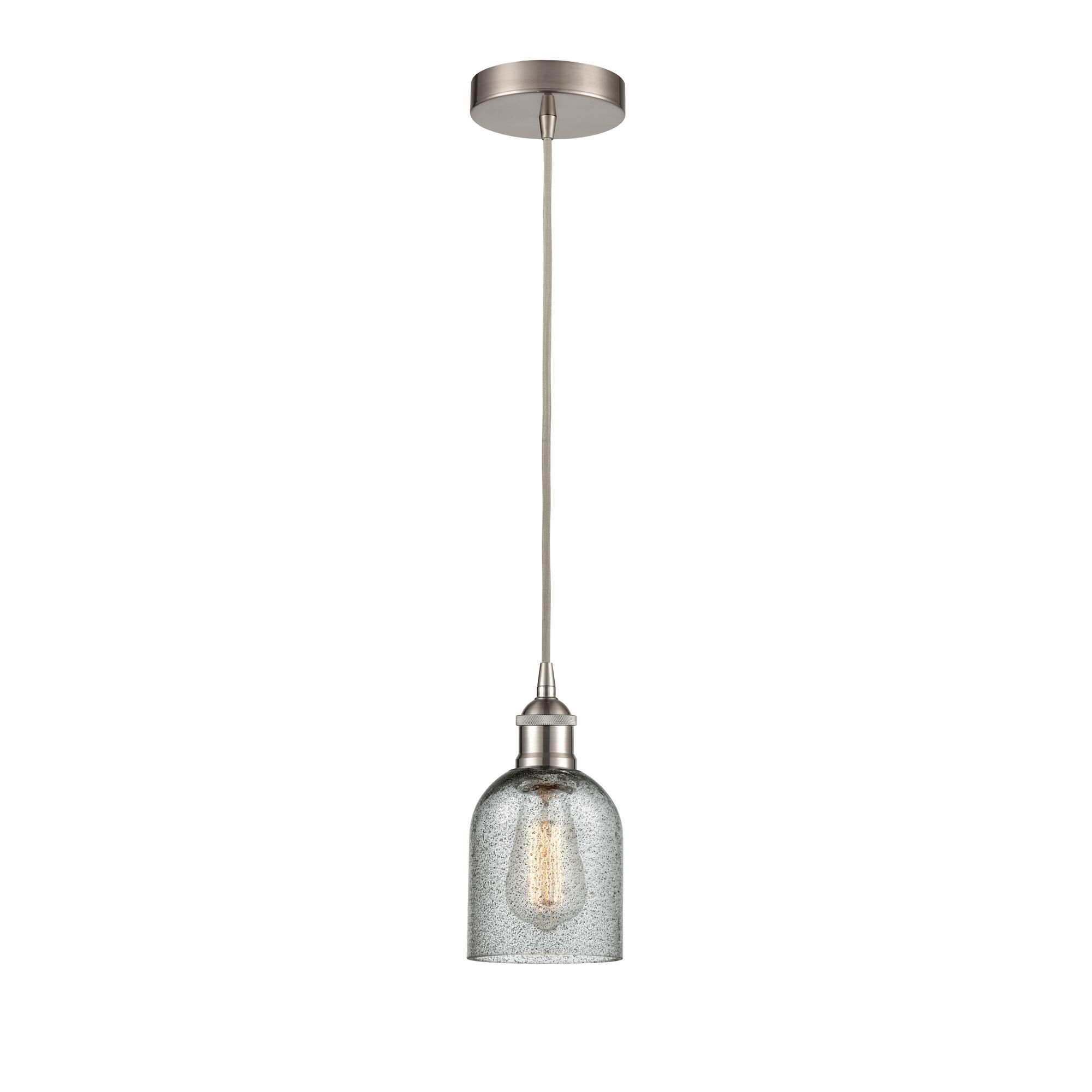 Shown in Brushed Satin Nickel finish and Charcoal glass