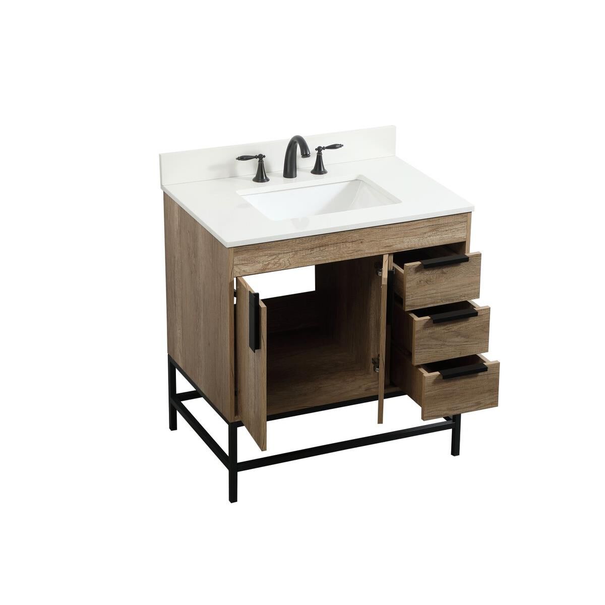 Shown in Natural Oak finish and With Backsplash accent