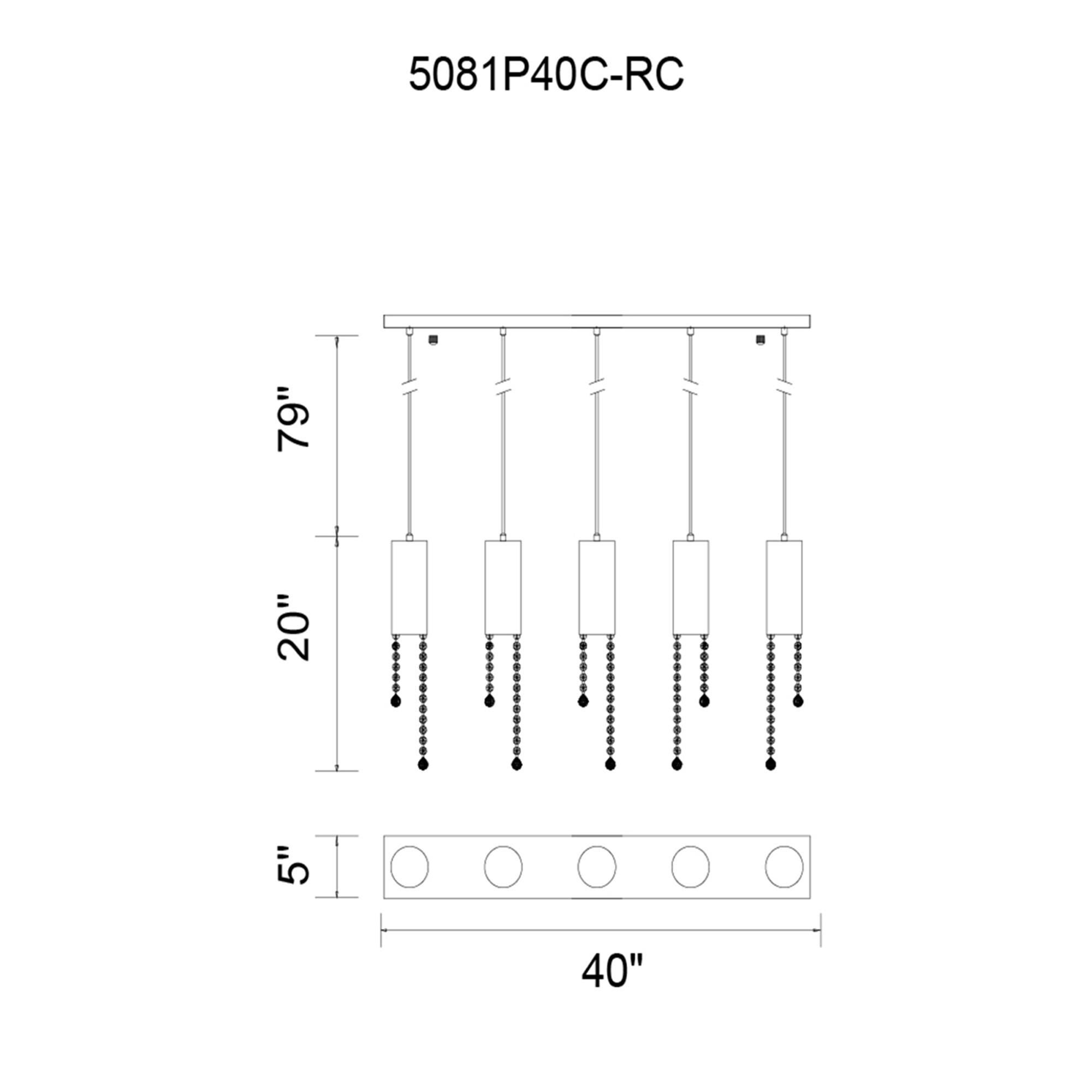 Extended 40 Inch 5 Light Linear Suspension Light by CWI Lighting
