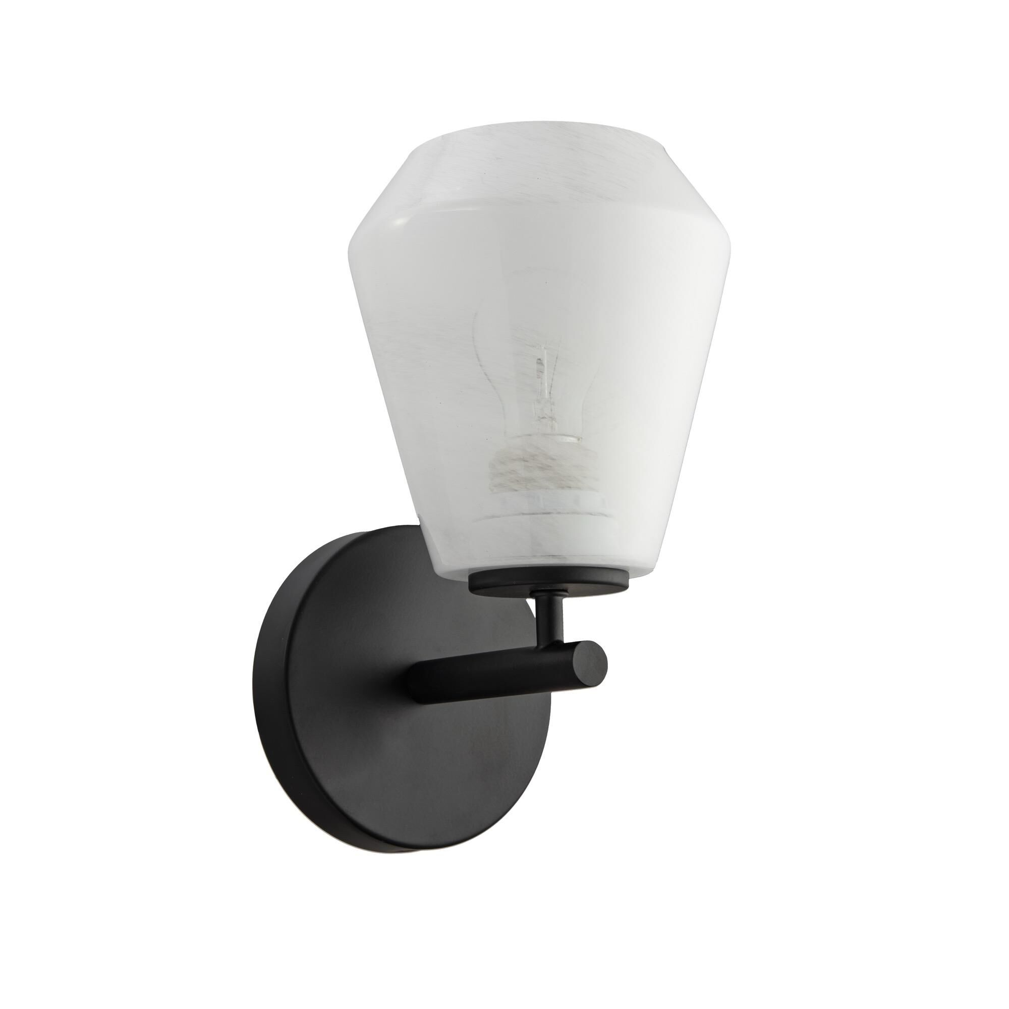 Shown in Black finish and Wispy White glass