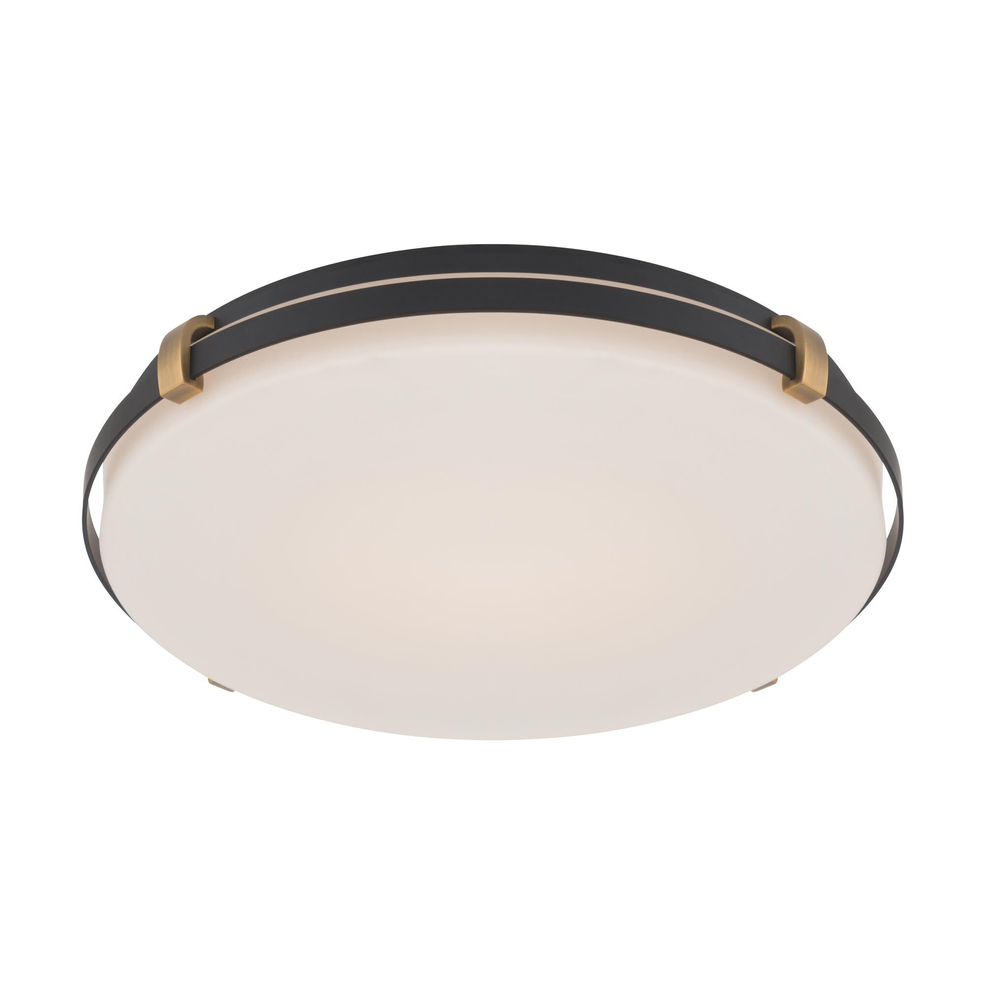 Shown in Dark Matte Black and Legacy Brass finish and Etched White glass