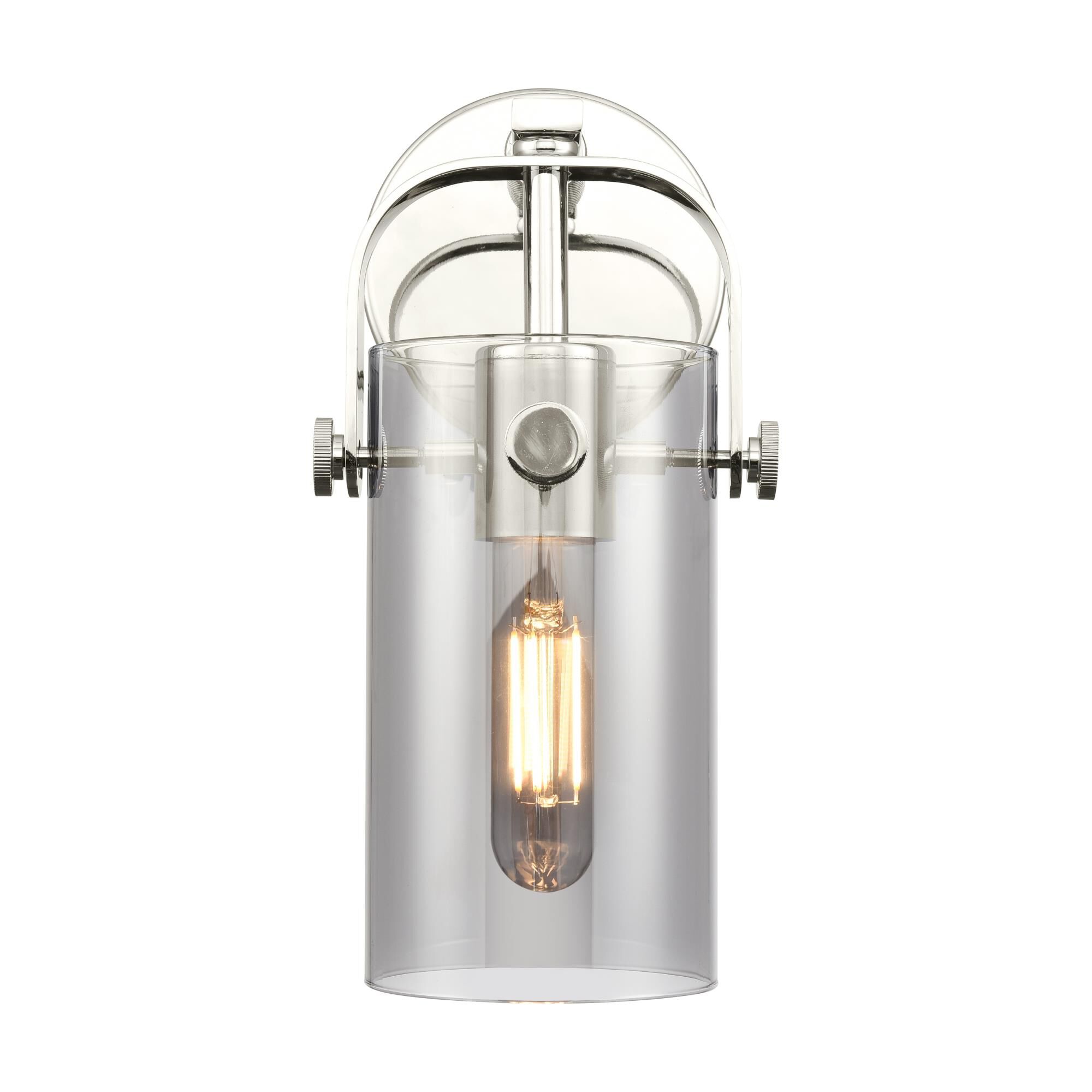 Shown in Polished Nickel finish and Plated Smoke glass