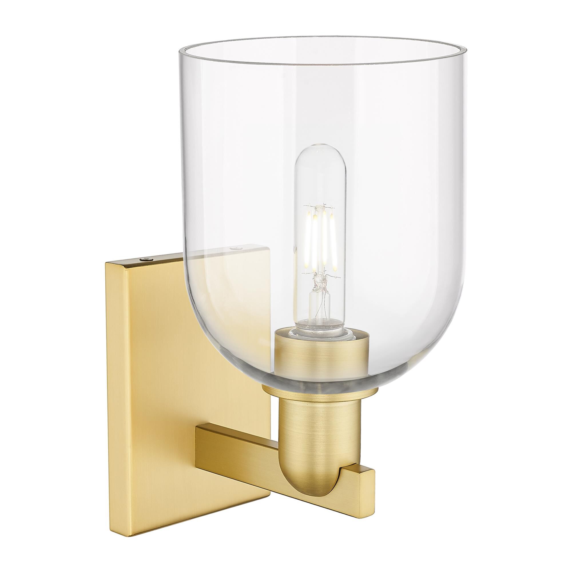 Shown in Satin Gold finish and Clear glass