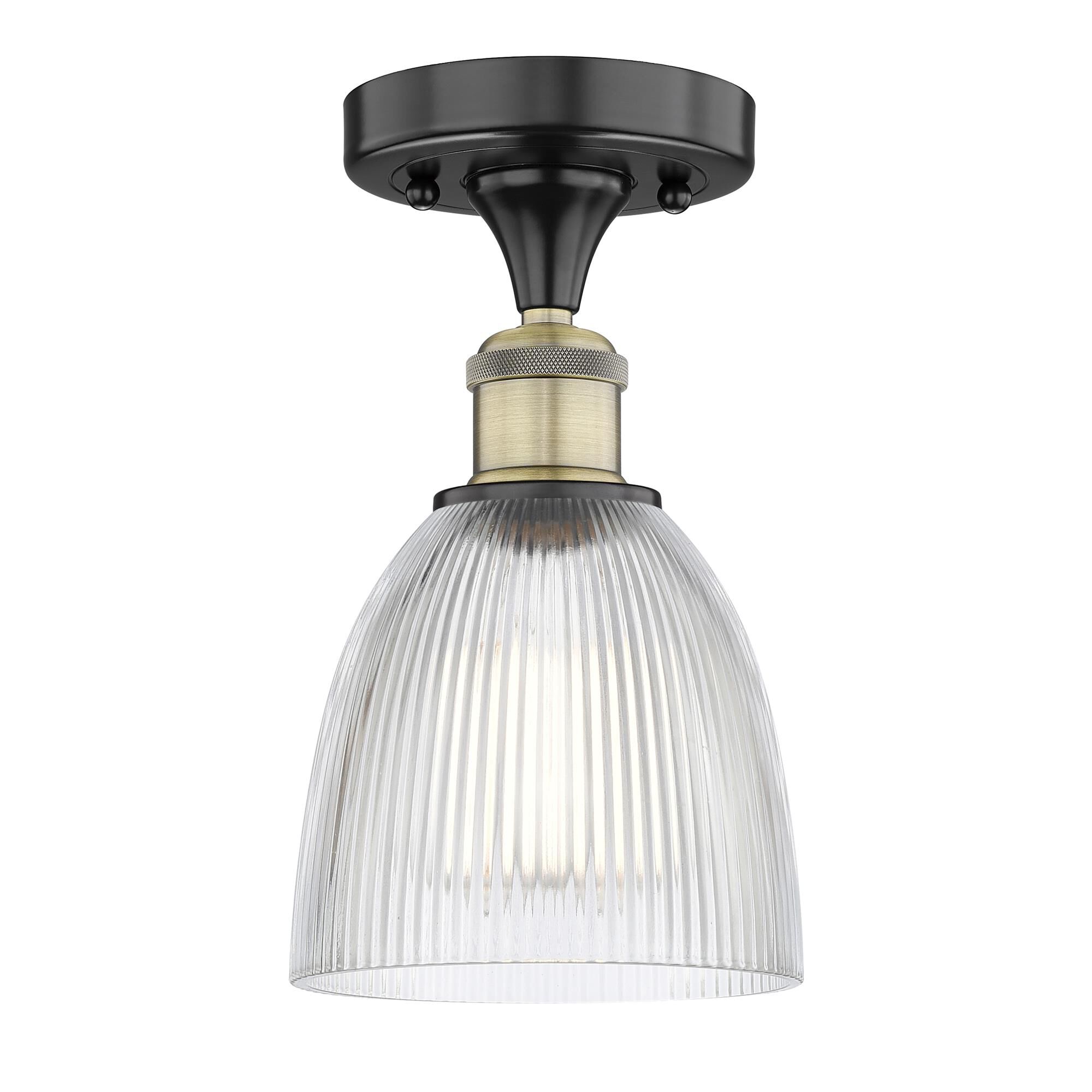 Shown in Black Antique Brass finish and Clear glass