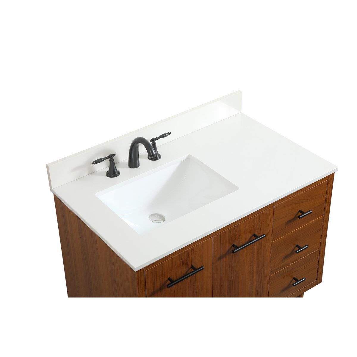 Shown in Teak finish and Backsplash accent