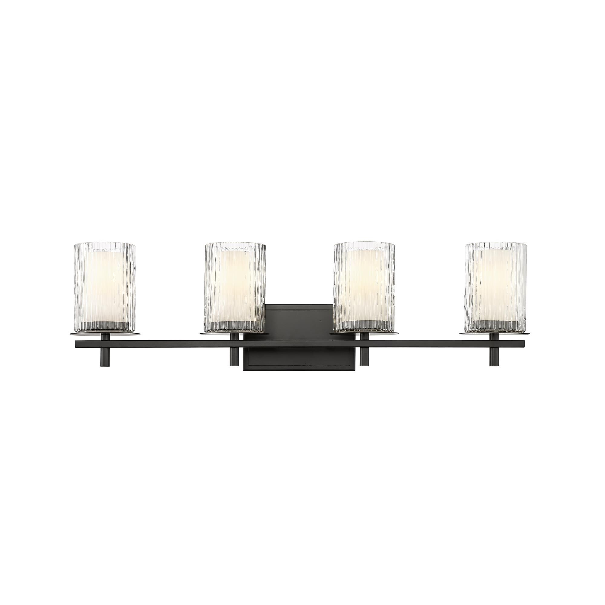 Shown in Matte Black finish and Clear + Etched Opal glass and Clear + Etched Opal shade