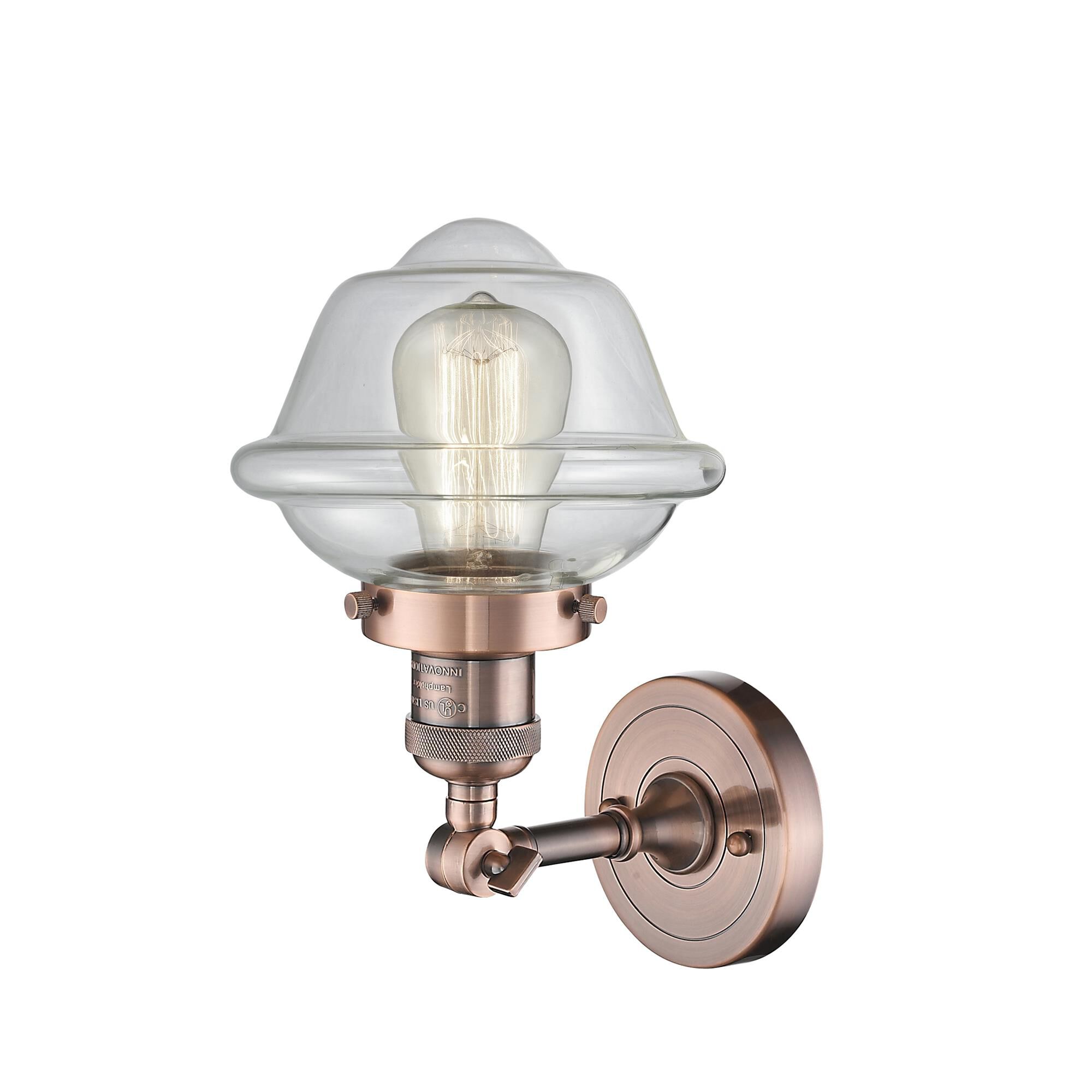 Shown in Antique Copper finish and Clear glass