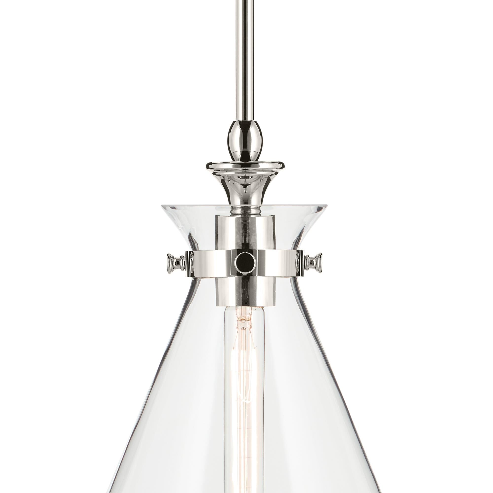 Shown in Polished Nickel finish and Clear glass