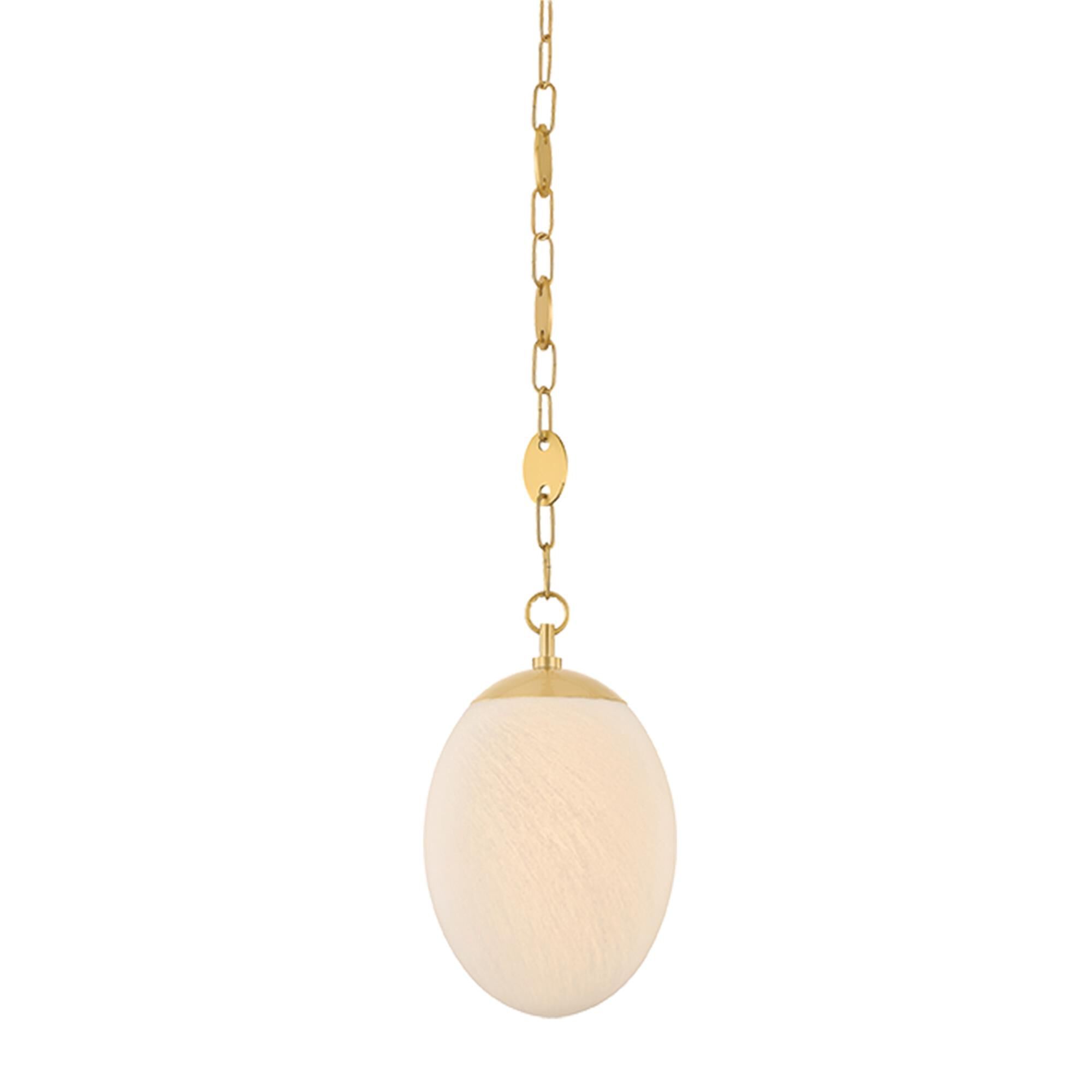Shown in Aged Brass finish and Matte Cloud glass