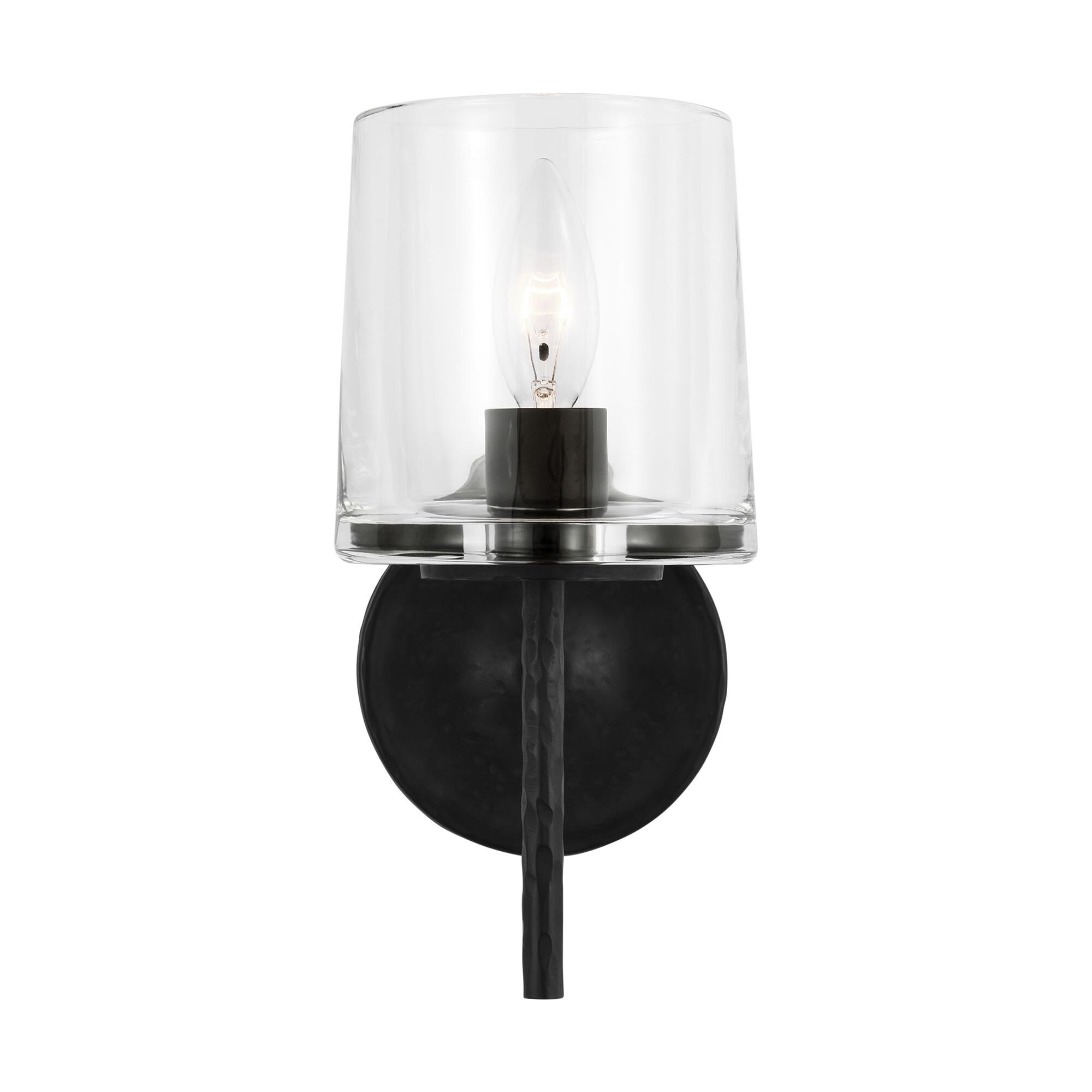 Shown in Aged Iron finish and Clear Glass shade