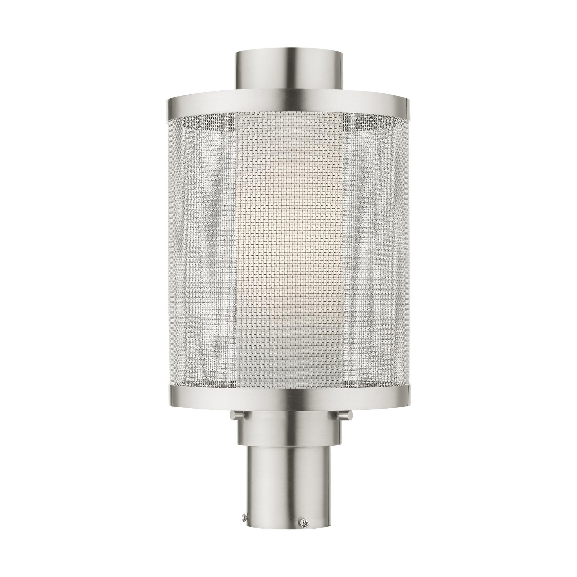 Shown in Brushed Nickel finish and Brushed Nickel Stainless Steel Mesh With Satin Opal White glass and Brushed Nickel Stainless Steel Mesh With Satin Opal White Glass shade