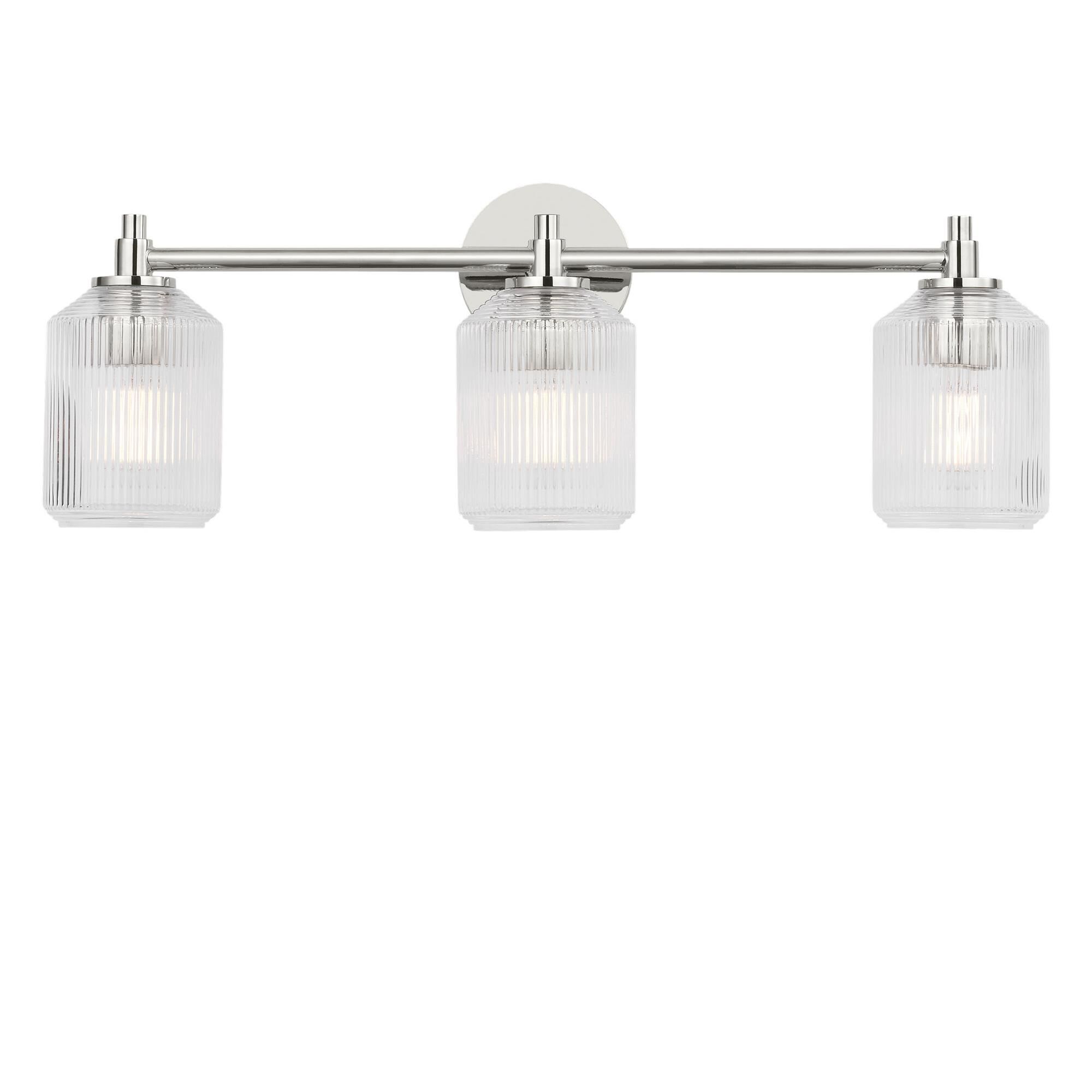 Shown in Polished Nickel finish and Clear Ribbed glass