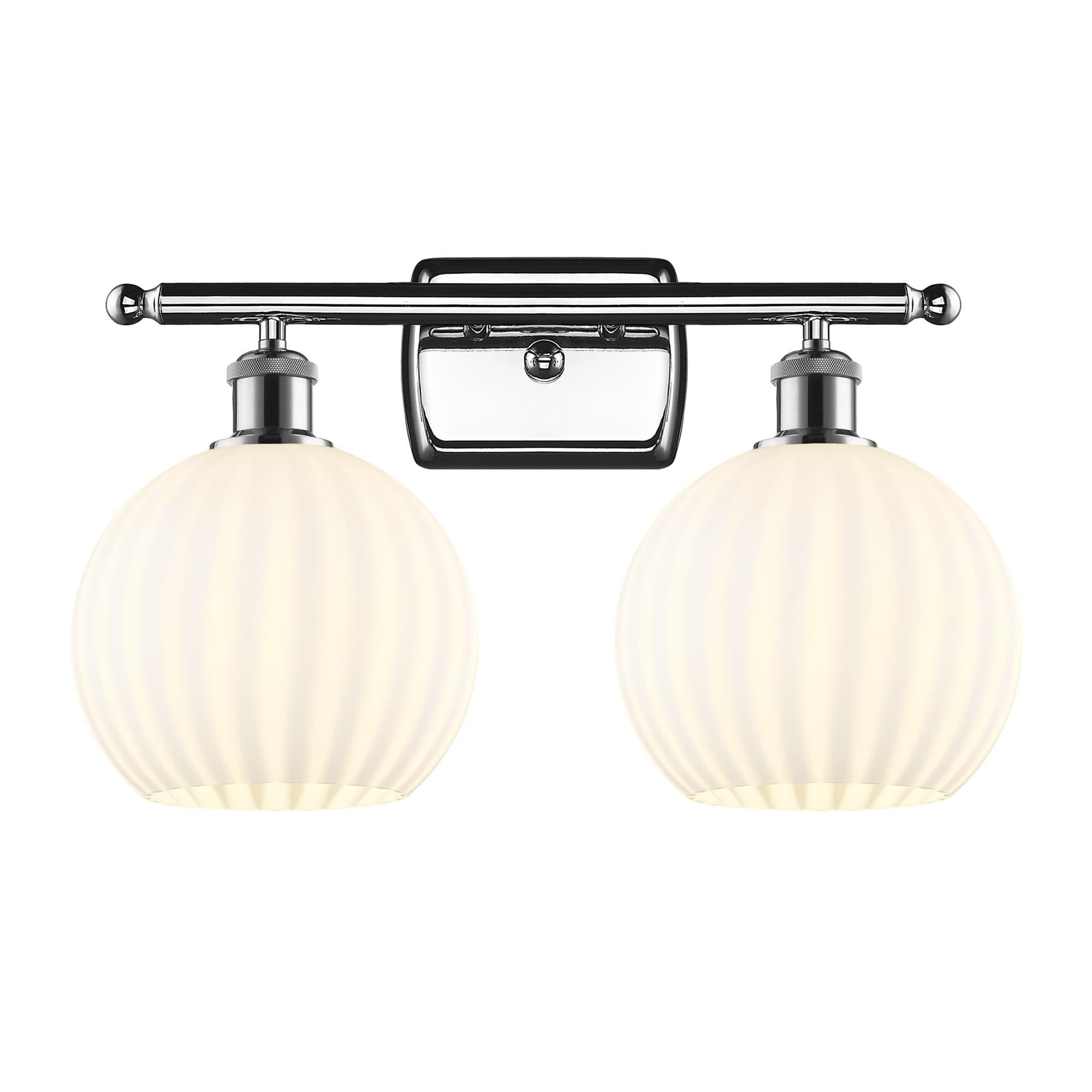 Shown in Polished Chrome finish and White Venetian glass
