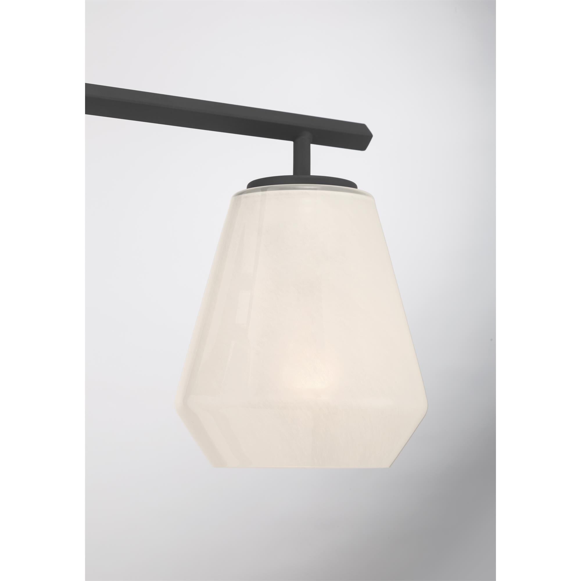 Shown in Dark Matte Black finish and Alabaster glass