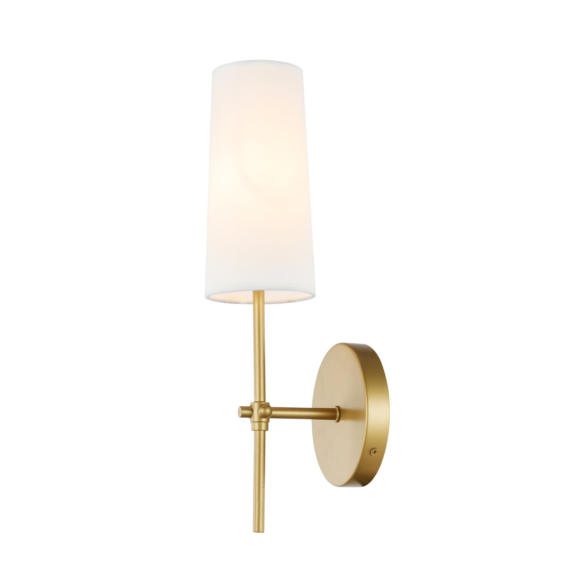 Shown in Brass finish and White Fabric shade