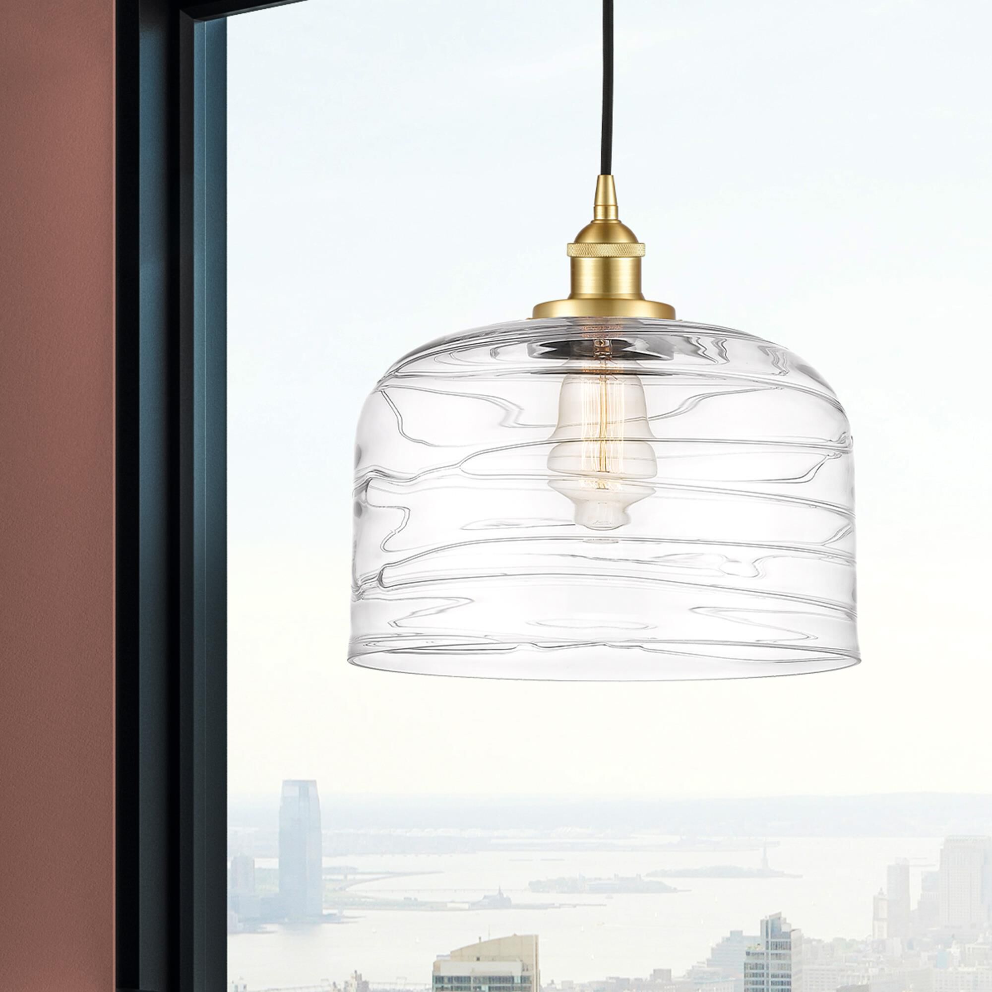 Shown in Satin Gold finish and Clear glass