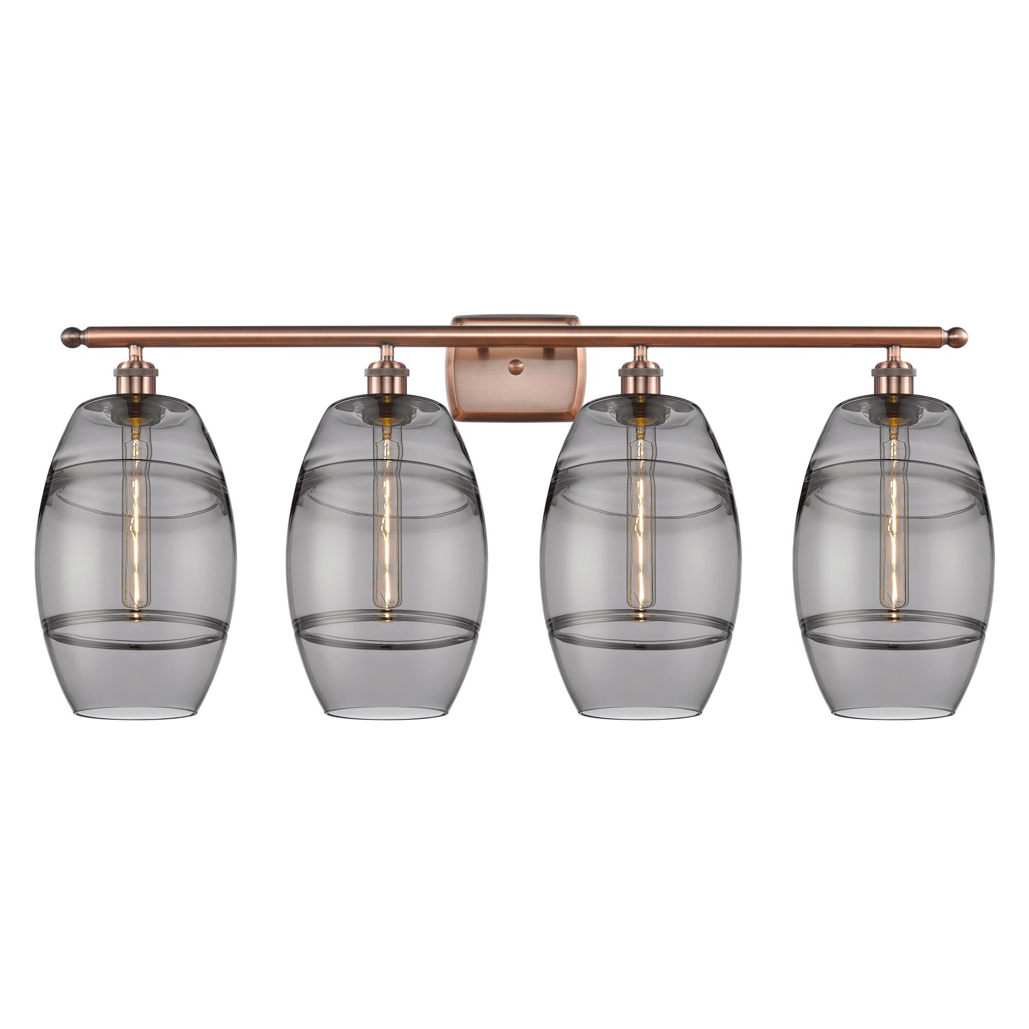 Shown in Antique Copper finish and Light Smoke glass