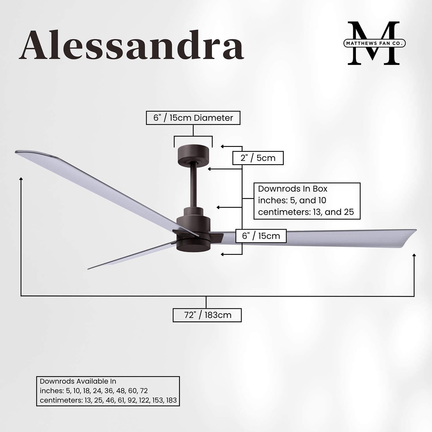 Alessandra 72 Inch Ceiling Fan by Matthews Fan Company