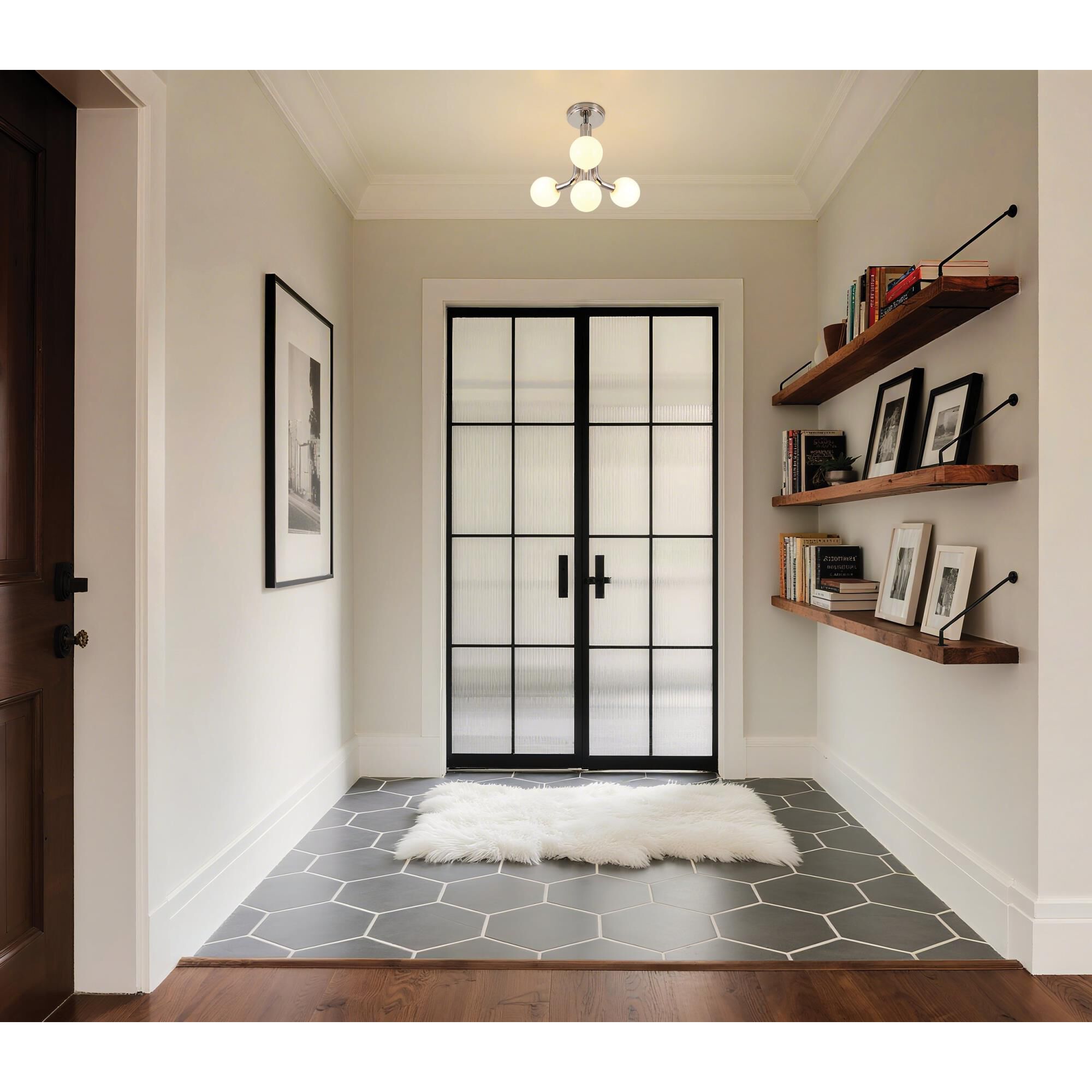 Shown in Polished Nickel finish and Opal glass