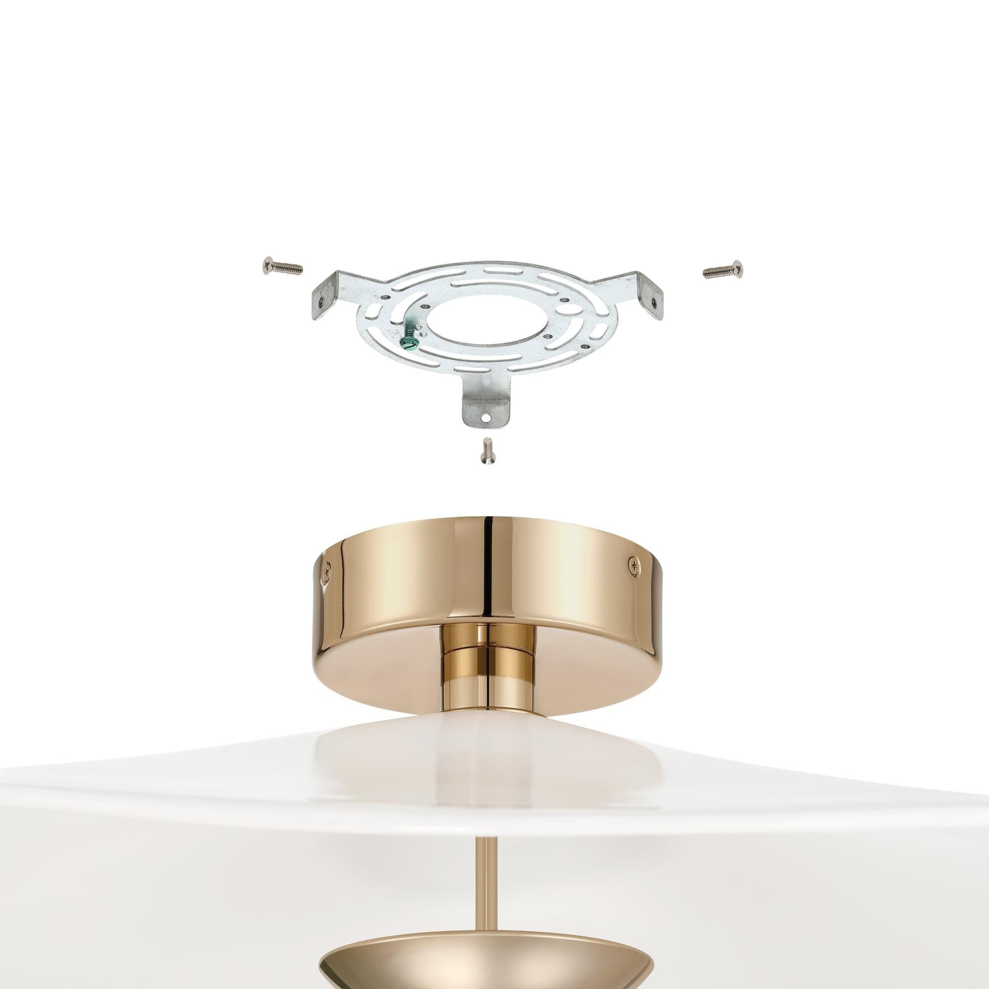 Shown in Polished Gold finish and White Glazed glass