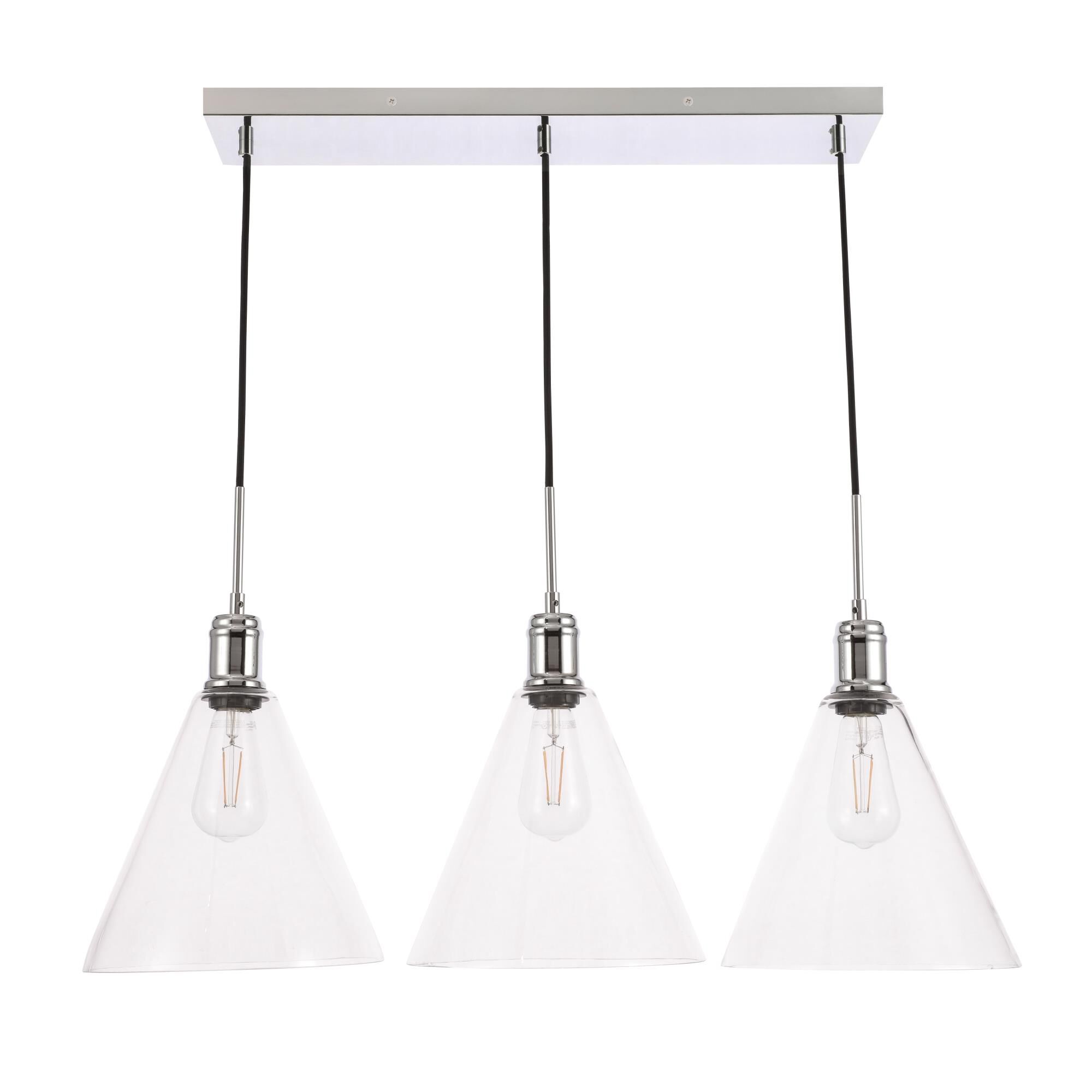 Hugh 36 Inch 3 Light Linear Suspension Light by Elegant Lighting