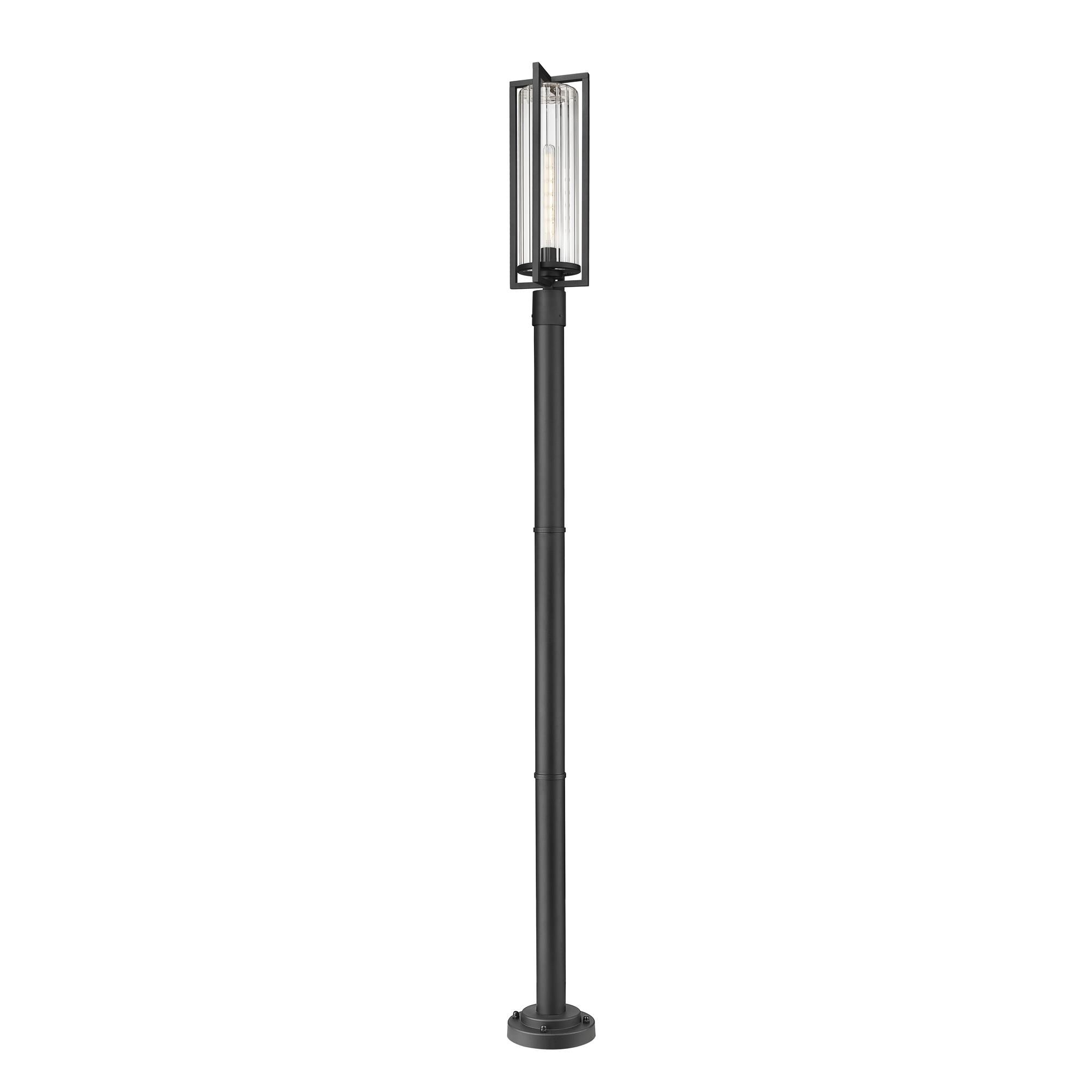 Shown in Black finish and Clear Ribbed glass and Clear Ribbed shade