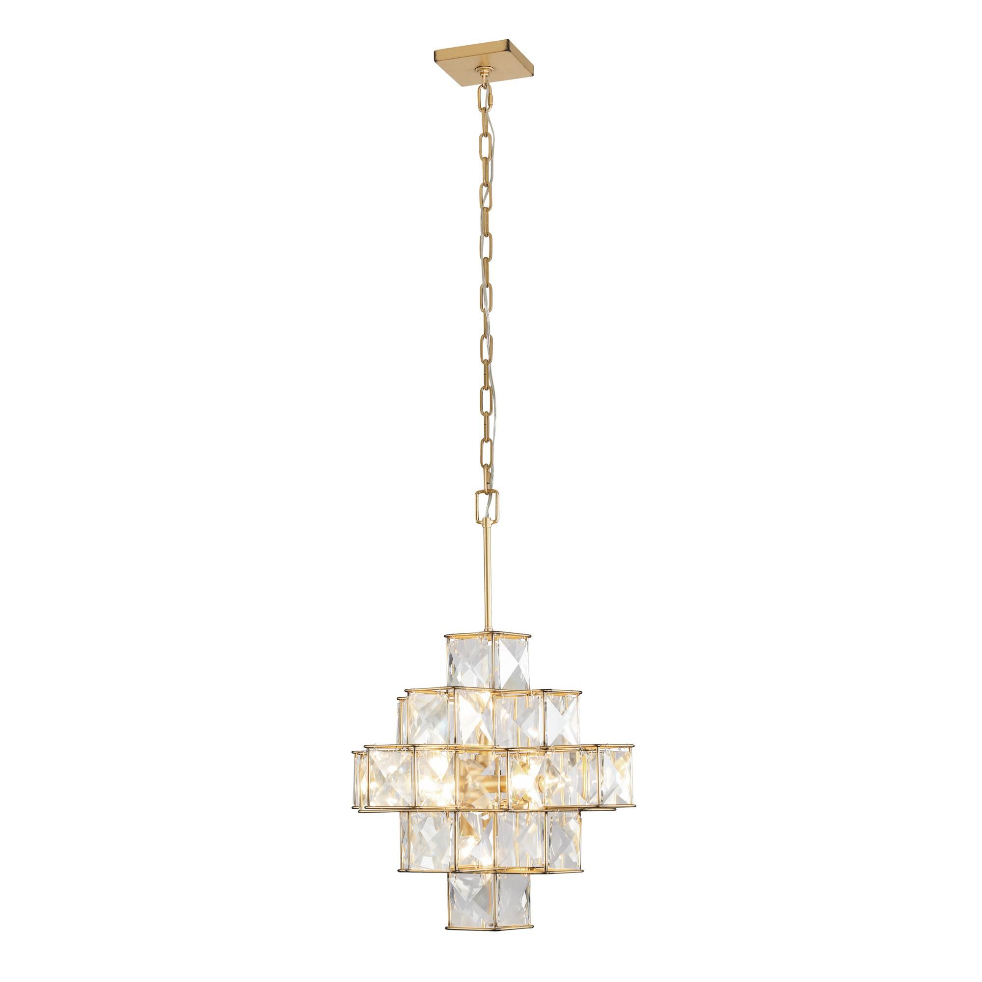 Shown in Calypso Gold finish and Faceted Panels - Clear crystal