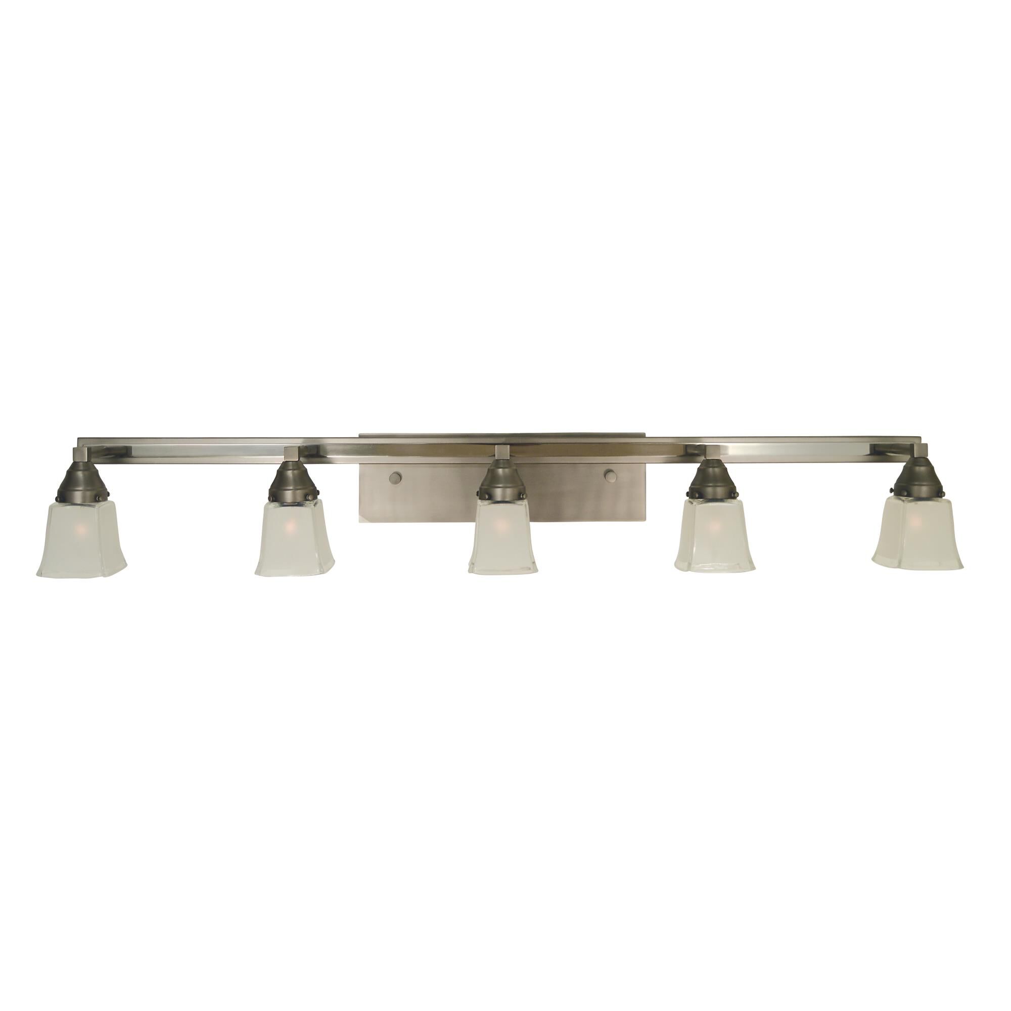 Shown in Satin Pewter With Polished Nickel finish and White Frosted Square Glass shade