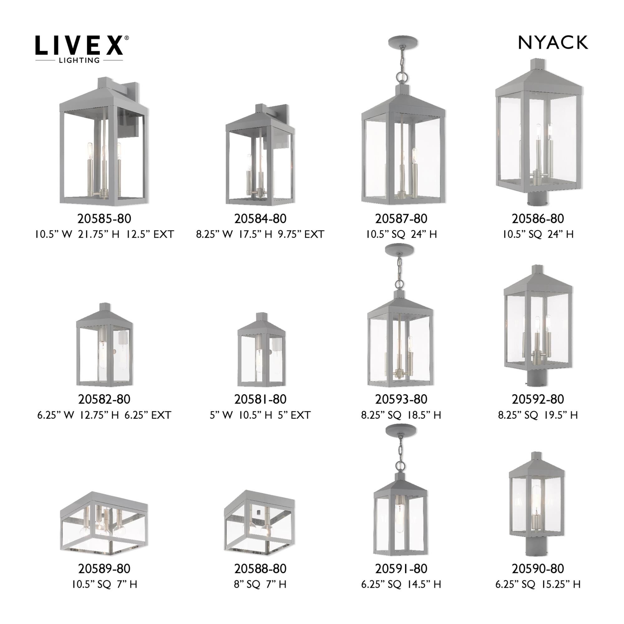 Nyack 19 Inch Tall 3 Light Outdoor Post Lamp by Livex Lighting