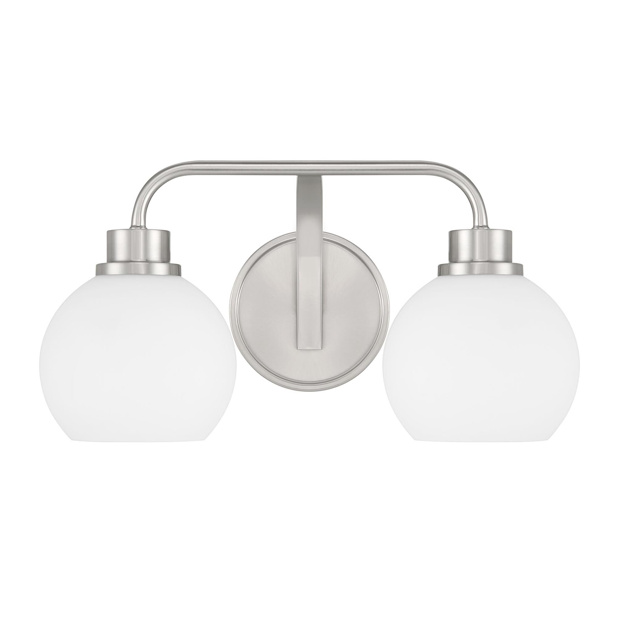 Shown in Brushed Nickel finish and White Opal glass