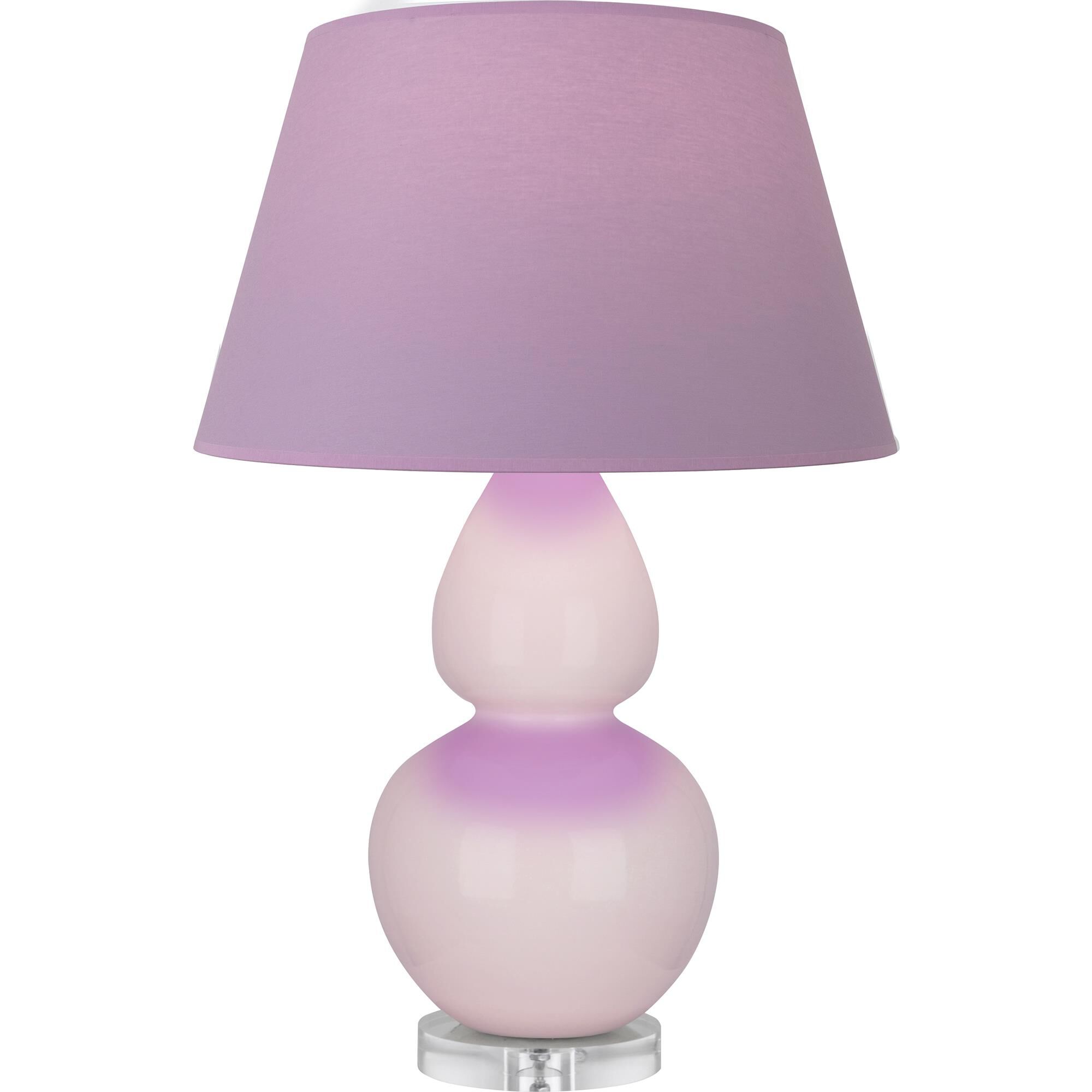 Shown in Rose Water Glazed finish and Lavender with Plum Lining shade and Lucite accent