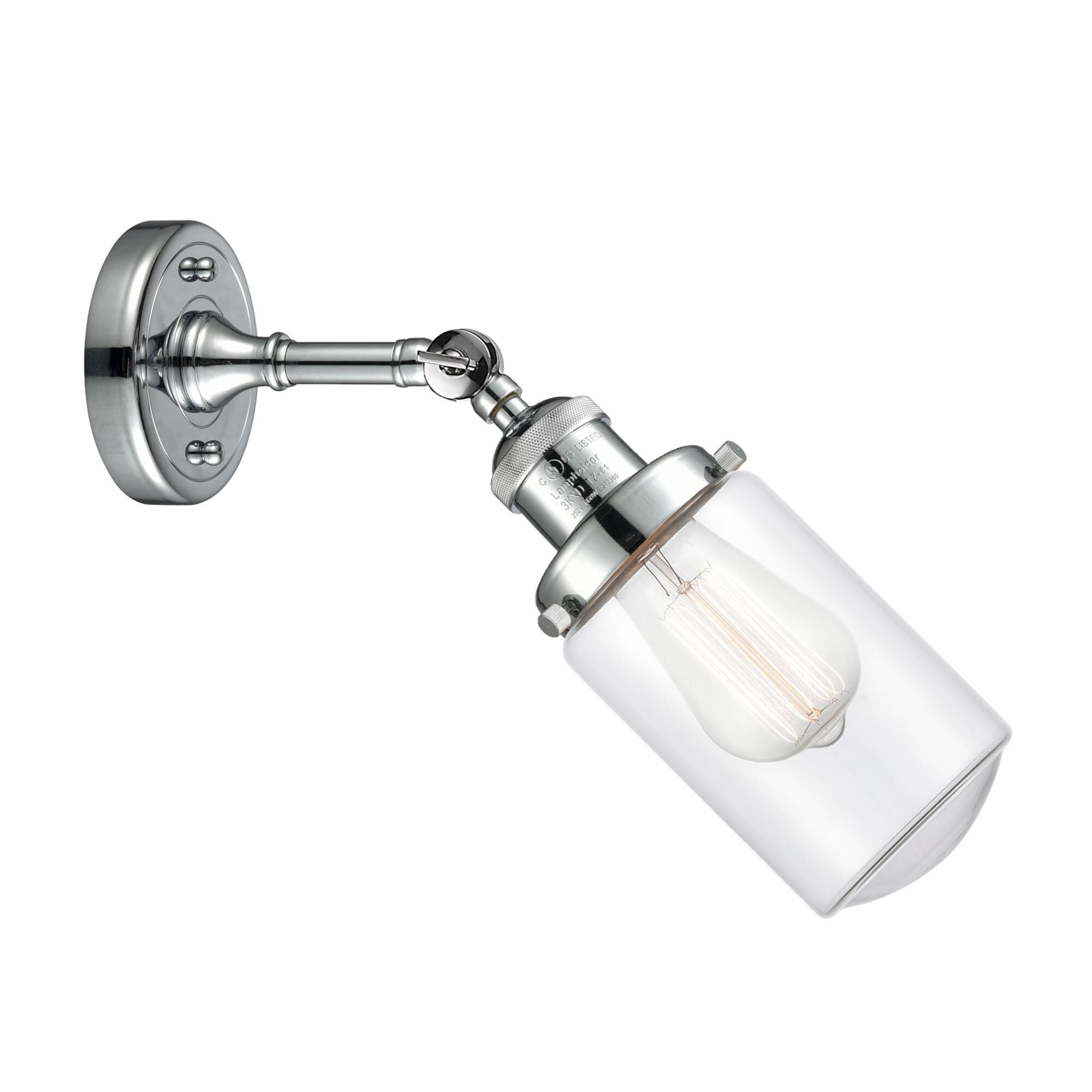 Shown in Polished Chrome finish and Schoolhouse glass and Glass shade and Bulb Tint - Amber accent