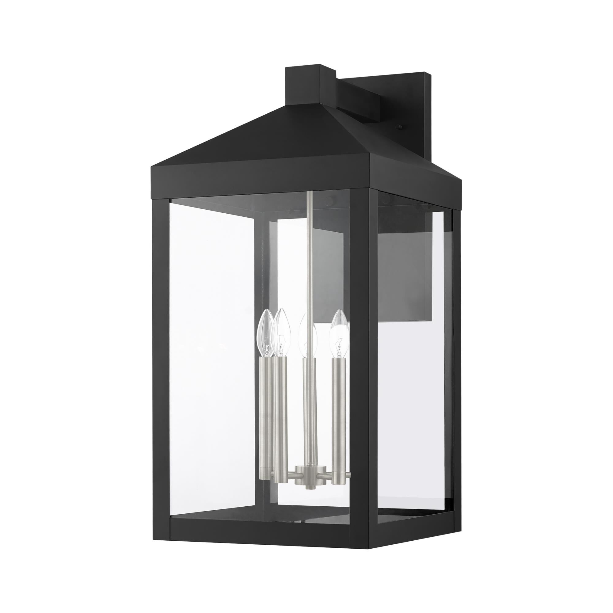 Shown in Black With Brushed Nickel Cluster finish and Clear glass and Clear Glass shade