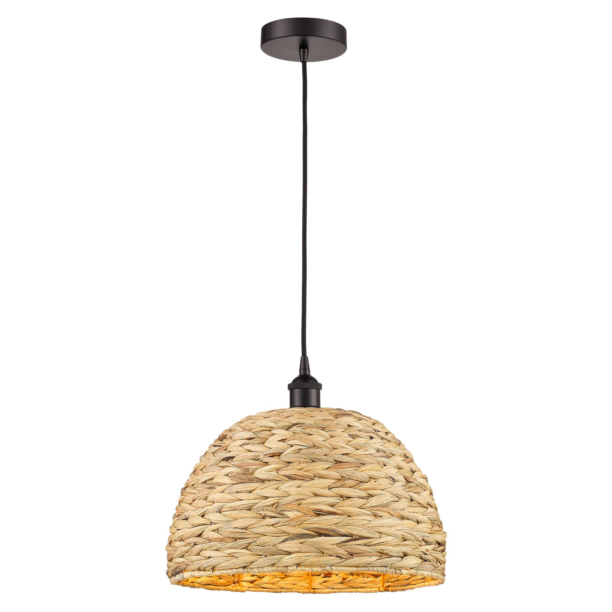 Bruno Marashlian Woven Rattan Large Pendant by Innovations Lighting