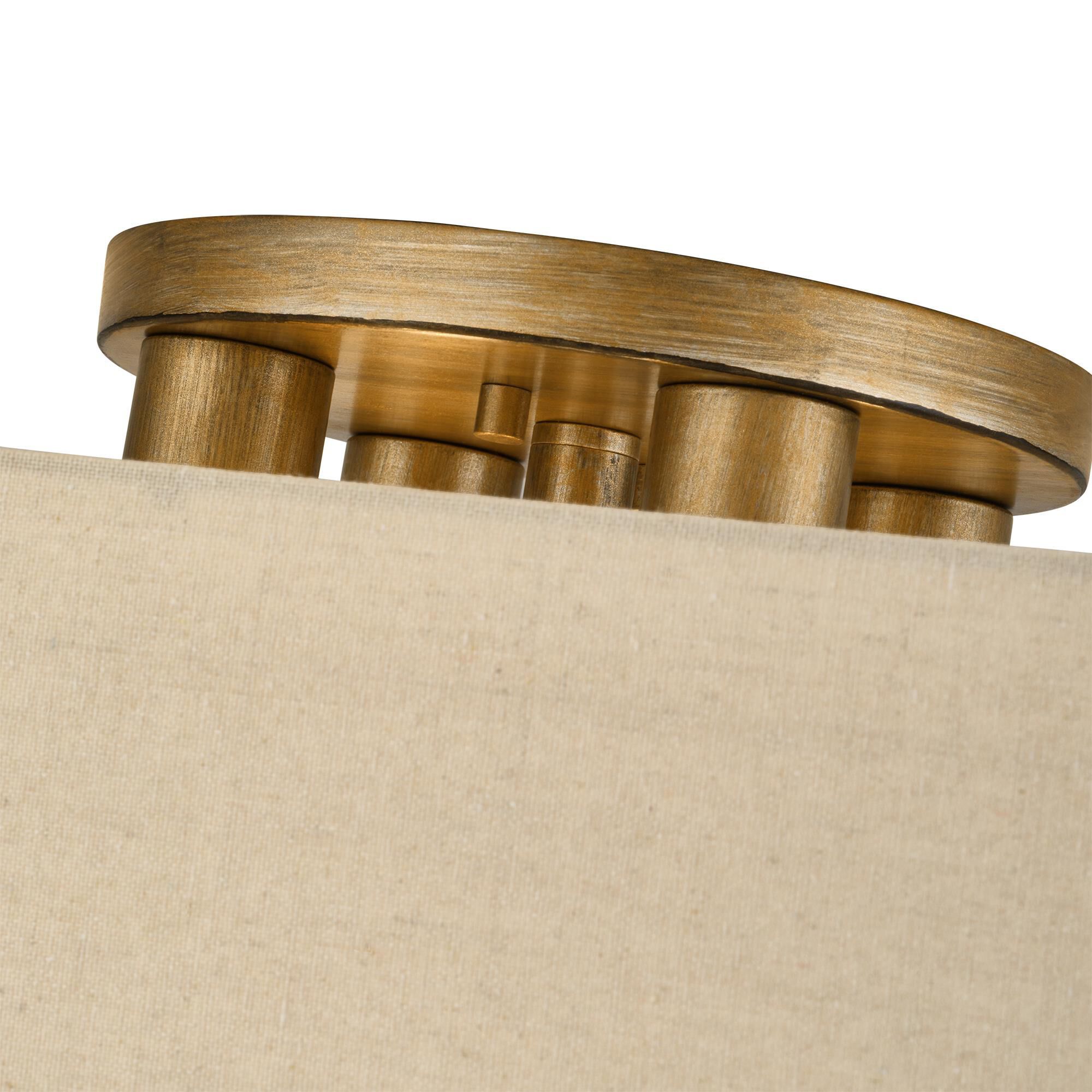 Shown in Antique Gold Leaf finish and Hand Crafted Parchment Color Hardback Fabric with White Color Inside shade