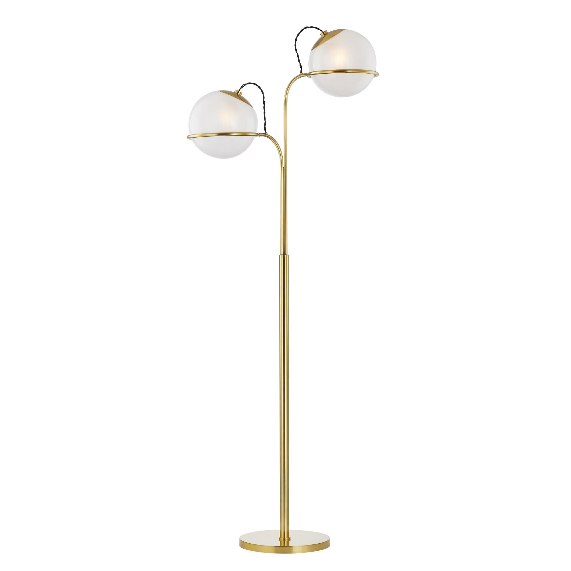 Shown in Aged Brass finish and Cloud glass